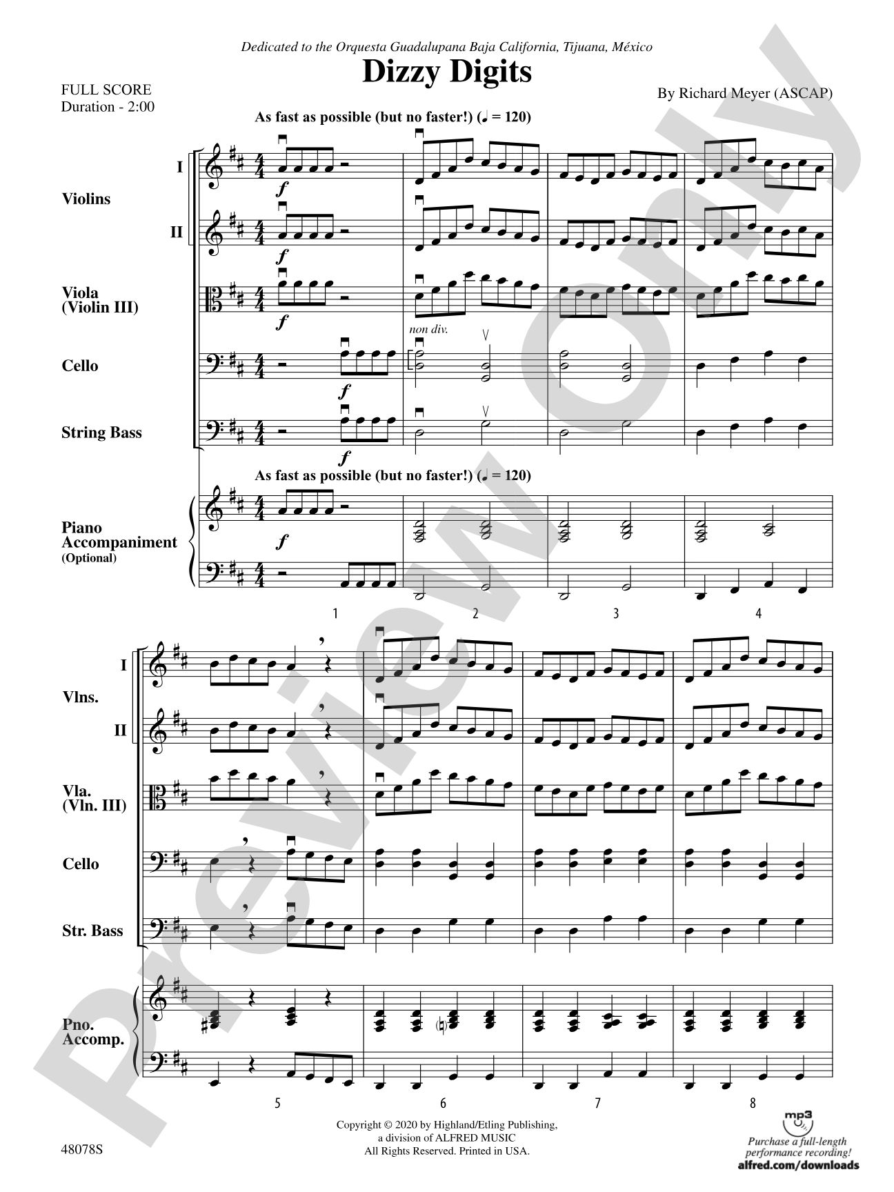 Dizzy Digits: Flexible String Ensemble Score & Parts
