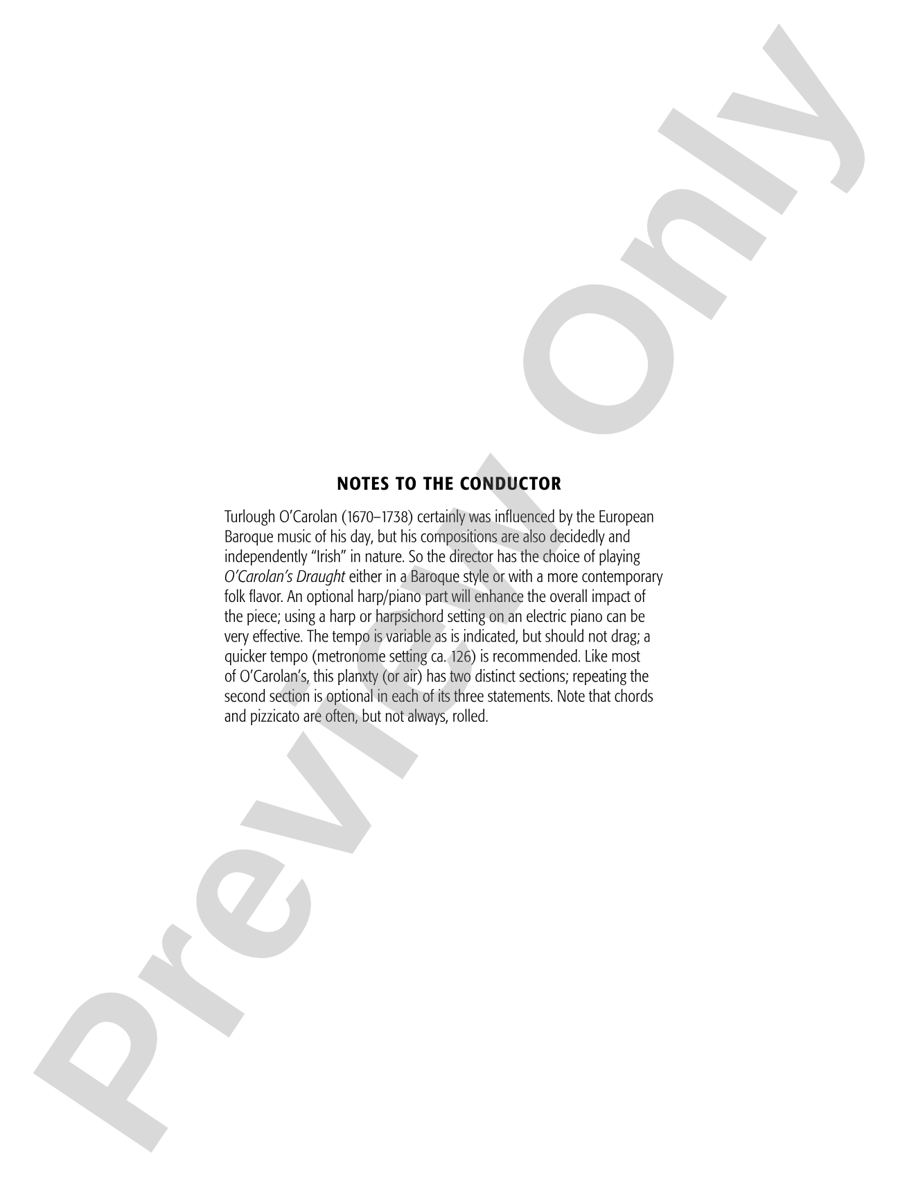 O'Carolan's Draught: String Orchestra Conductor Score & Parts