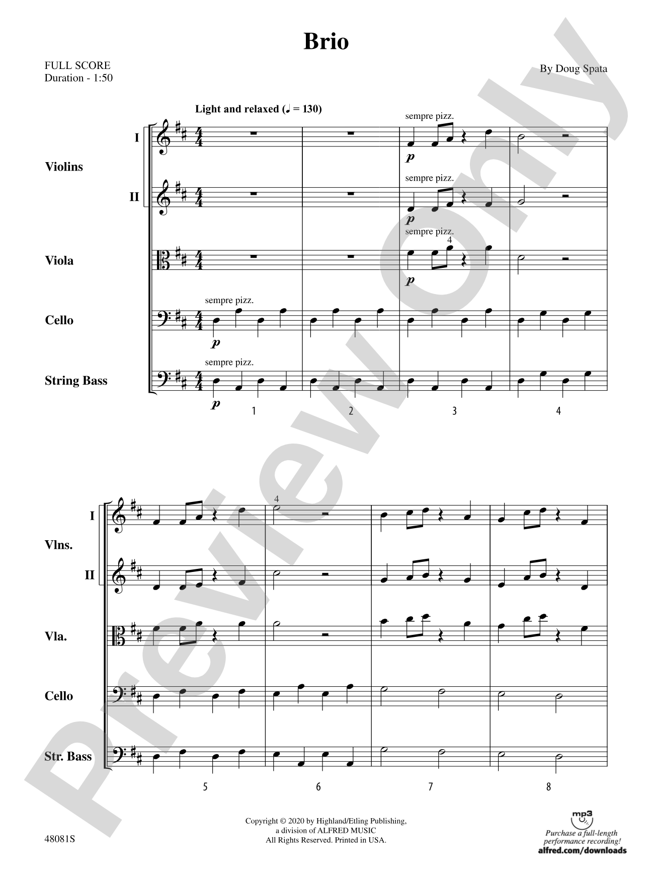 Brio: String Orchestra Conductor Score & Parts