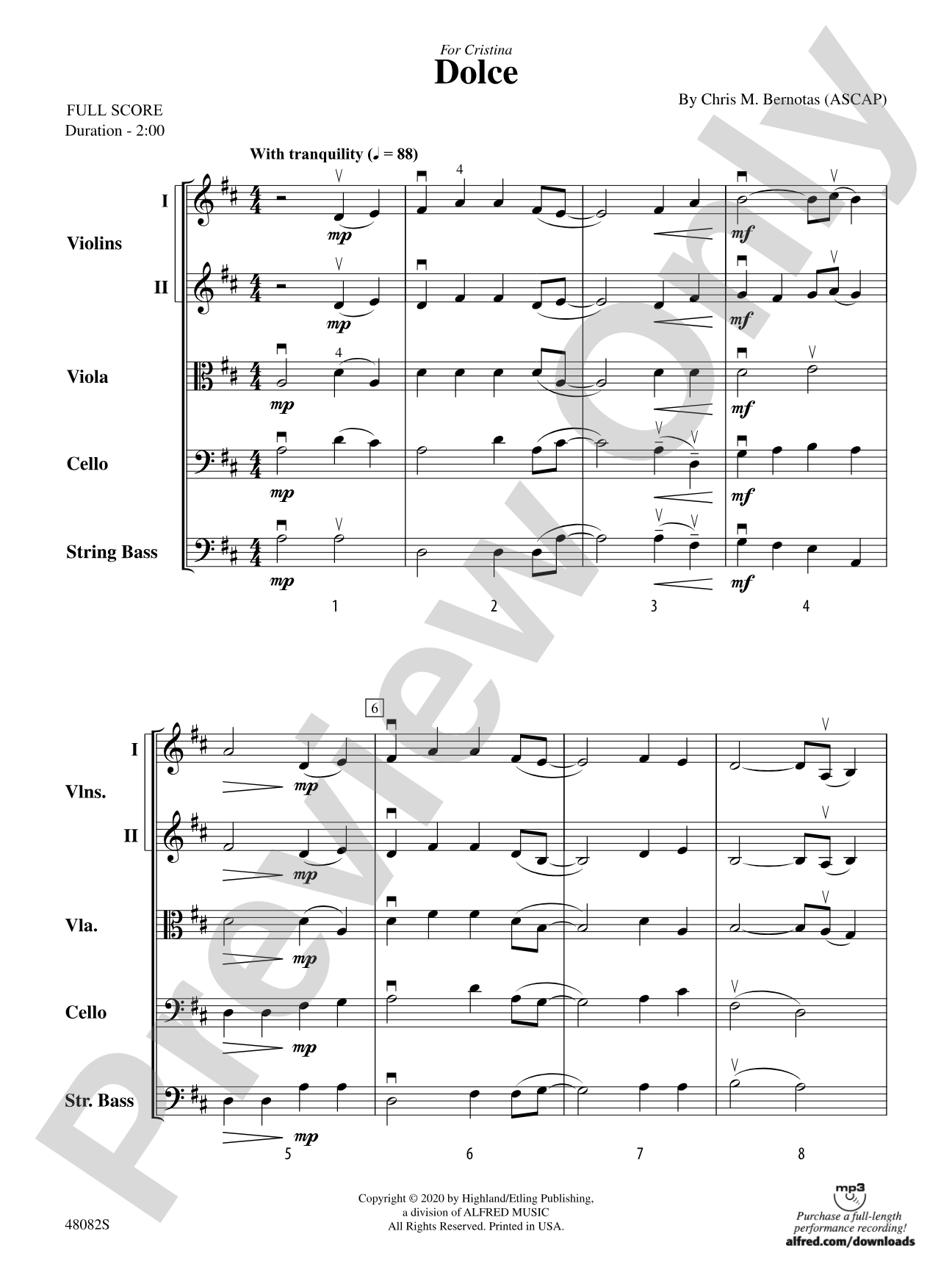 Dolce: String Orchestra Conductor Score & Parts