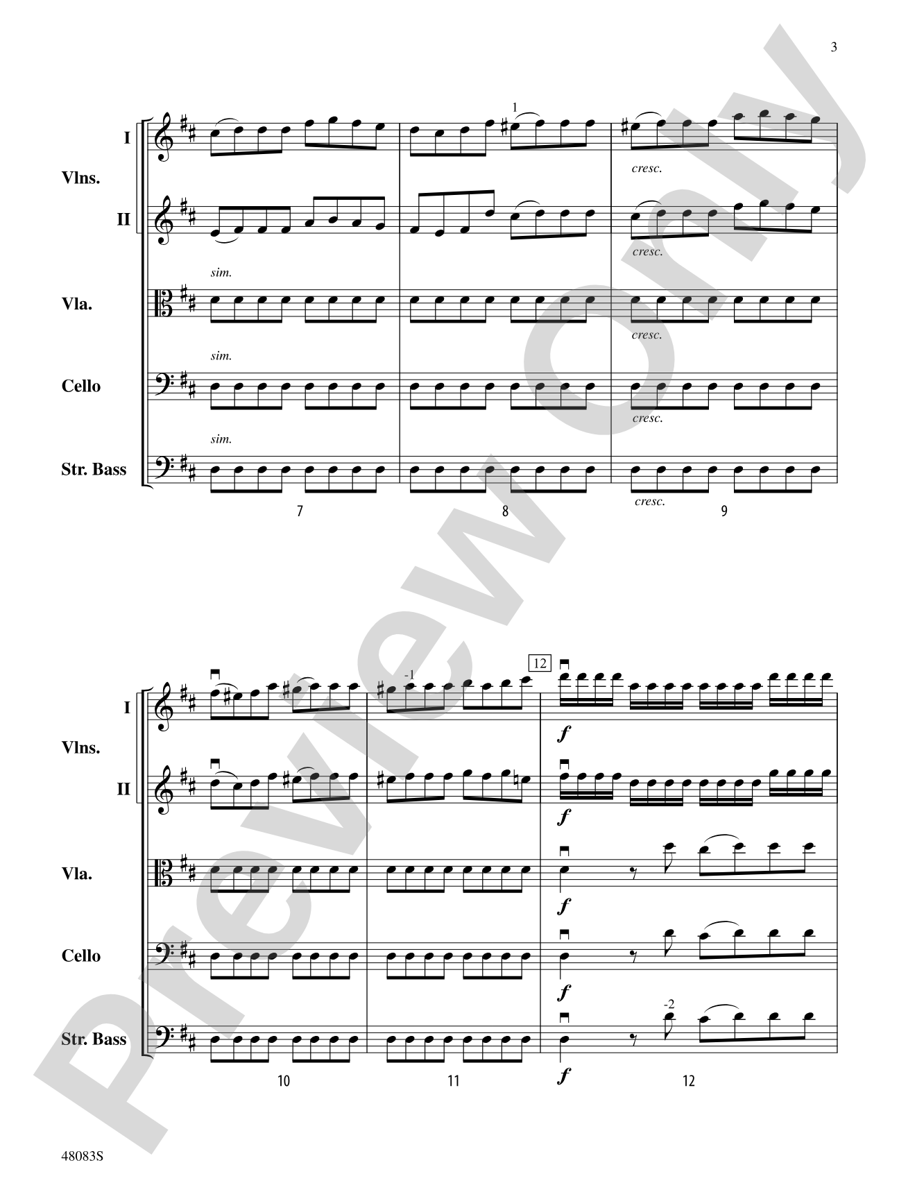 Sinfonia in D Major: Flexible String Ensemble Score & Parts