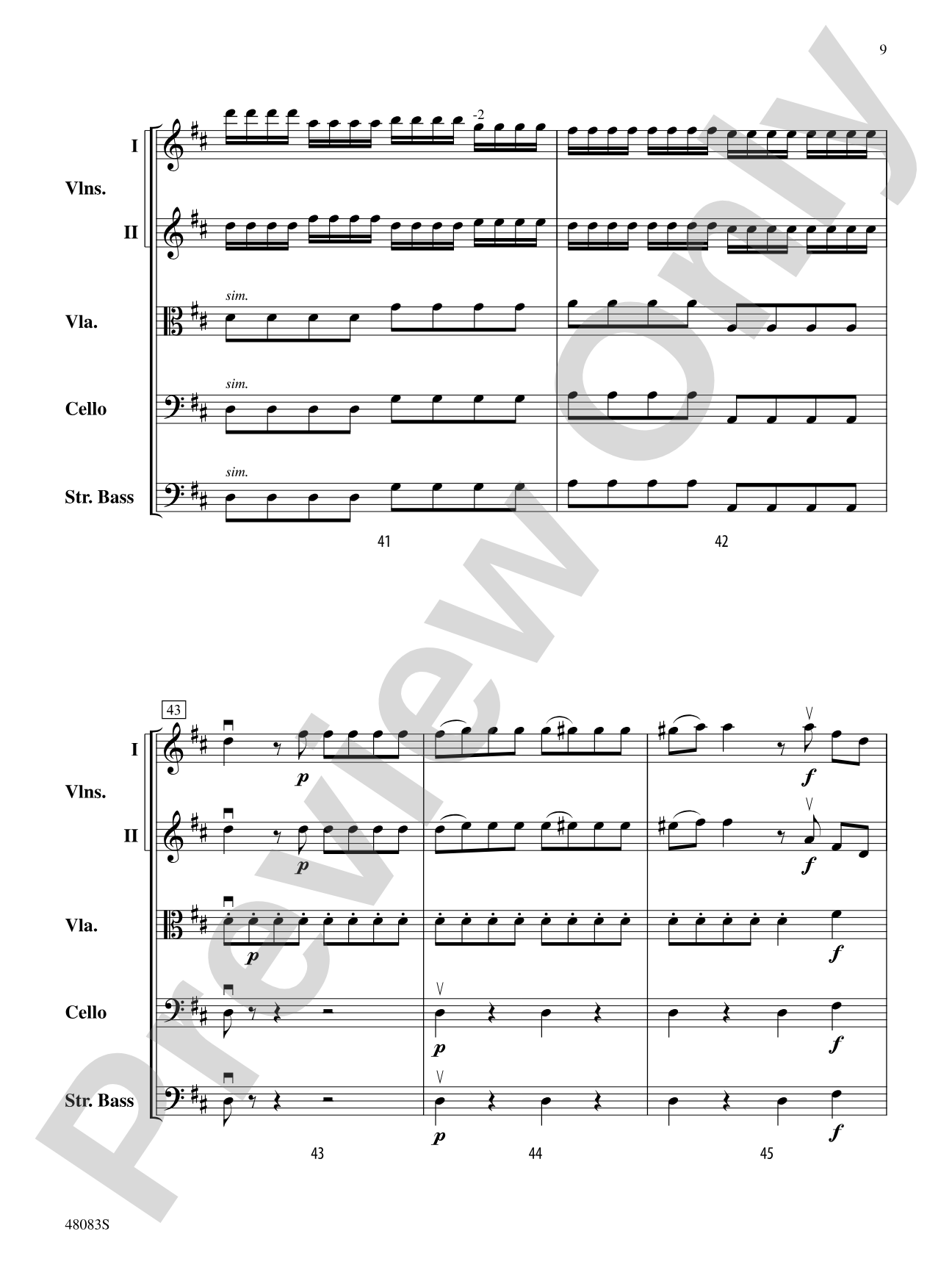 Sinfonia in D Major: Flexible String Ensemble Score & Parts