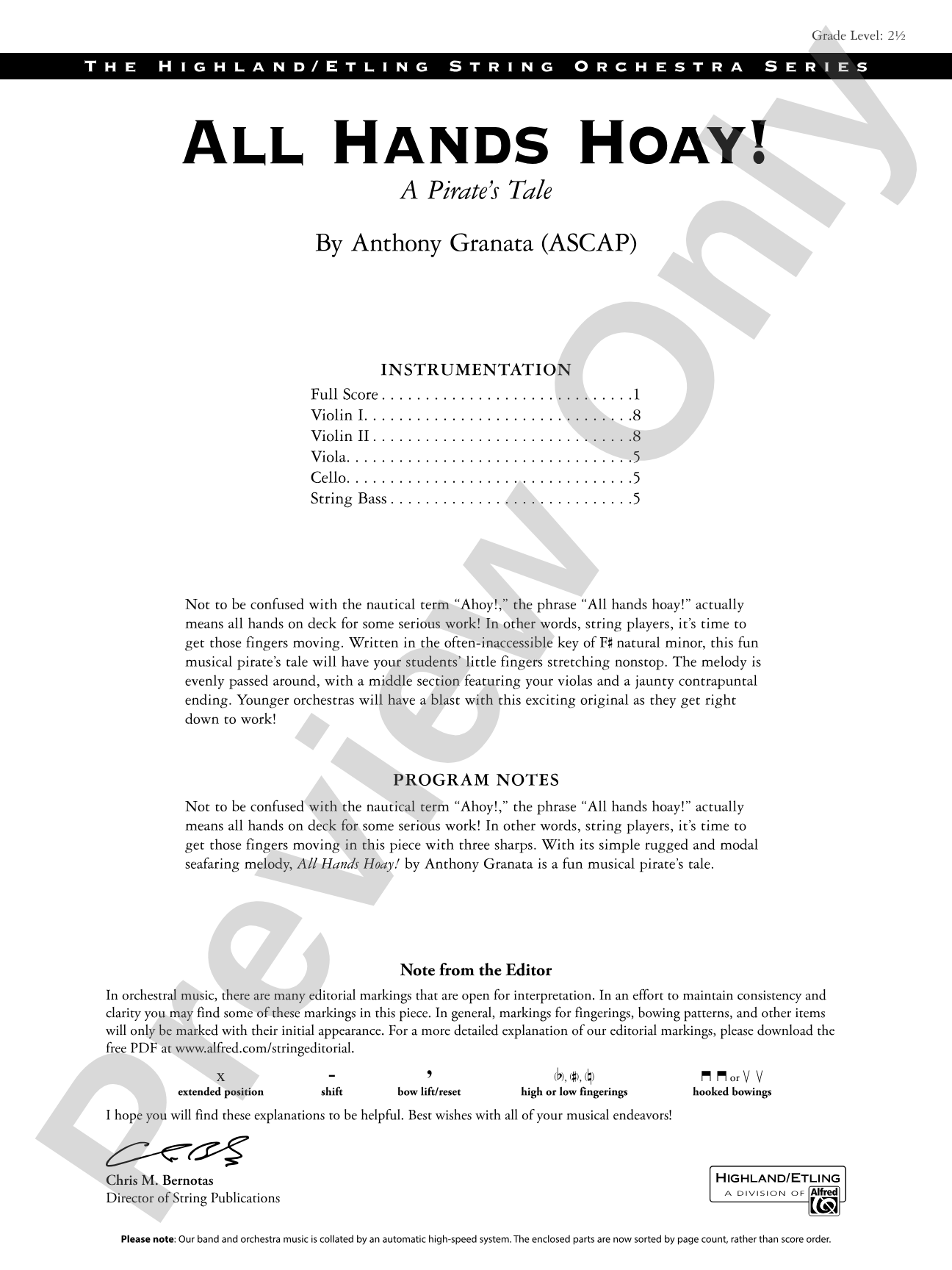 All Hands Hoay!: String Orchestra Conductor Score & Parts