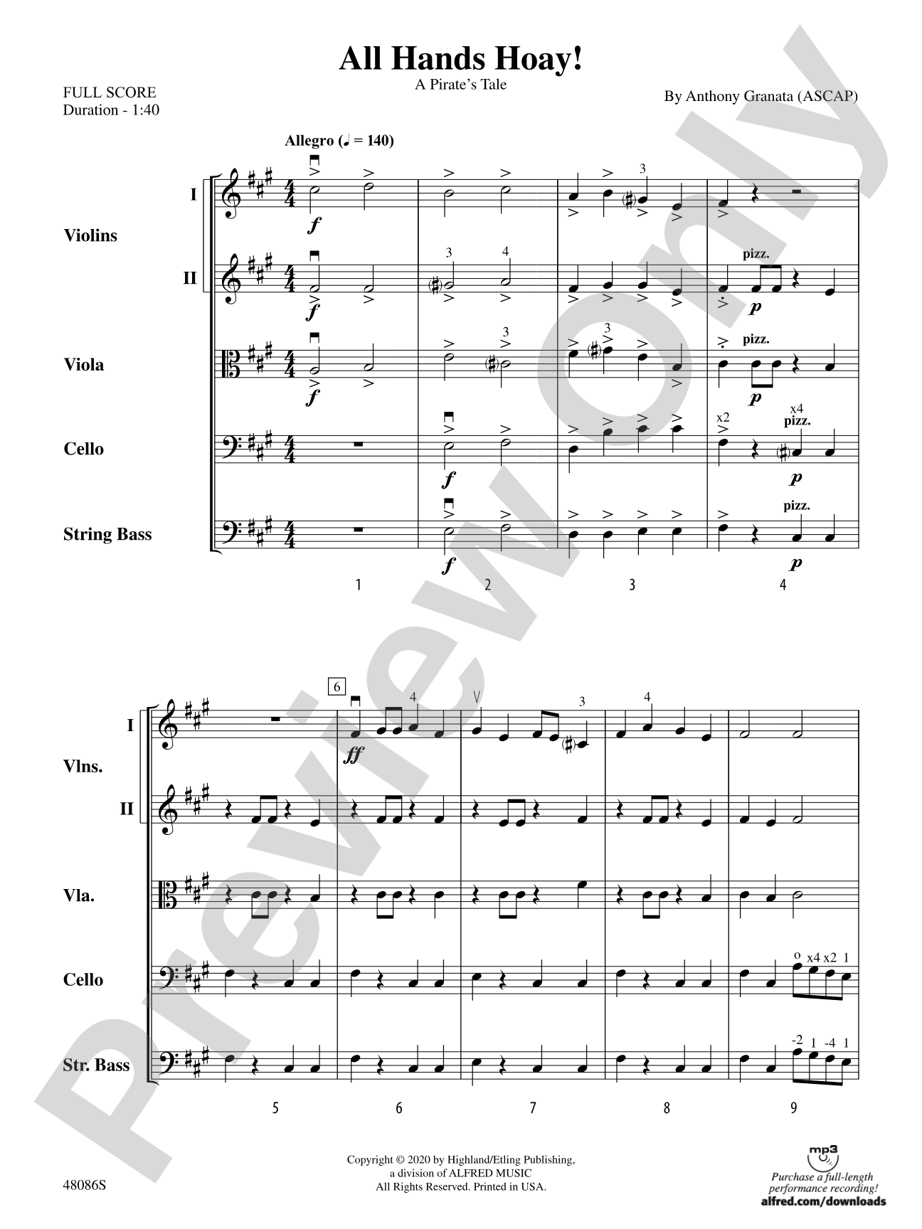 All Hands Hoay!: String Orchestra Conductor Score & Parts