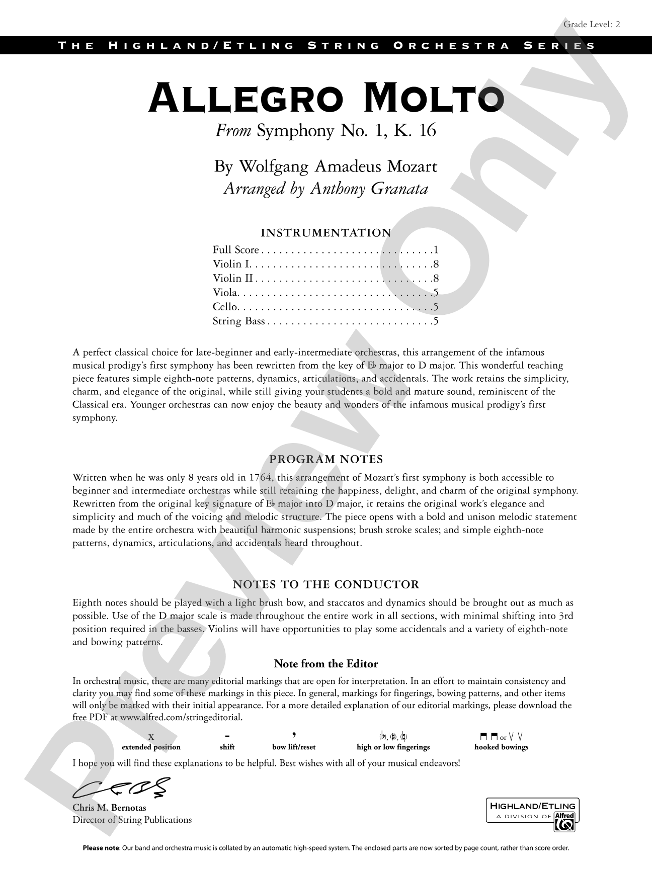 Allegro Molto: String Orchestra Conductor Score & Parts