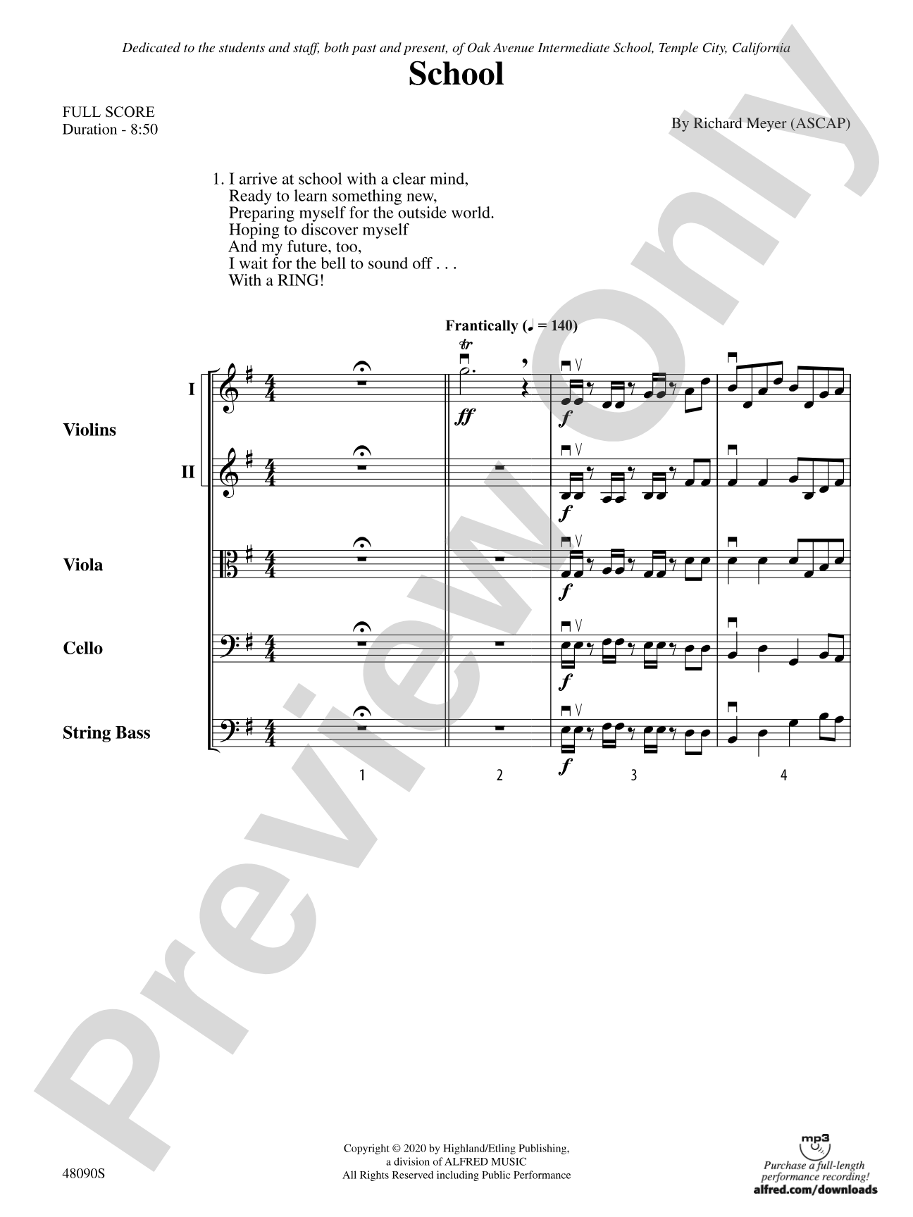 School: String Orchestra Conductor Score & Parts
