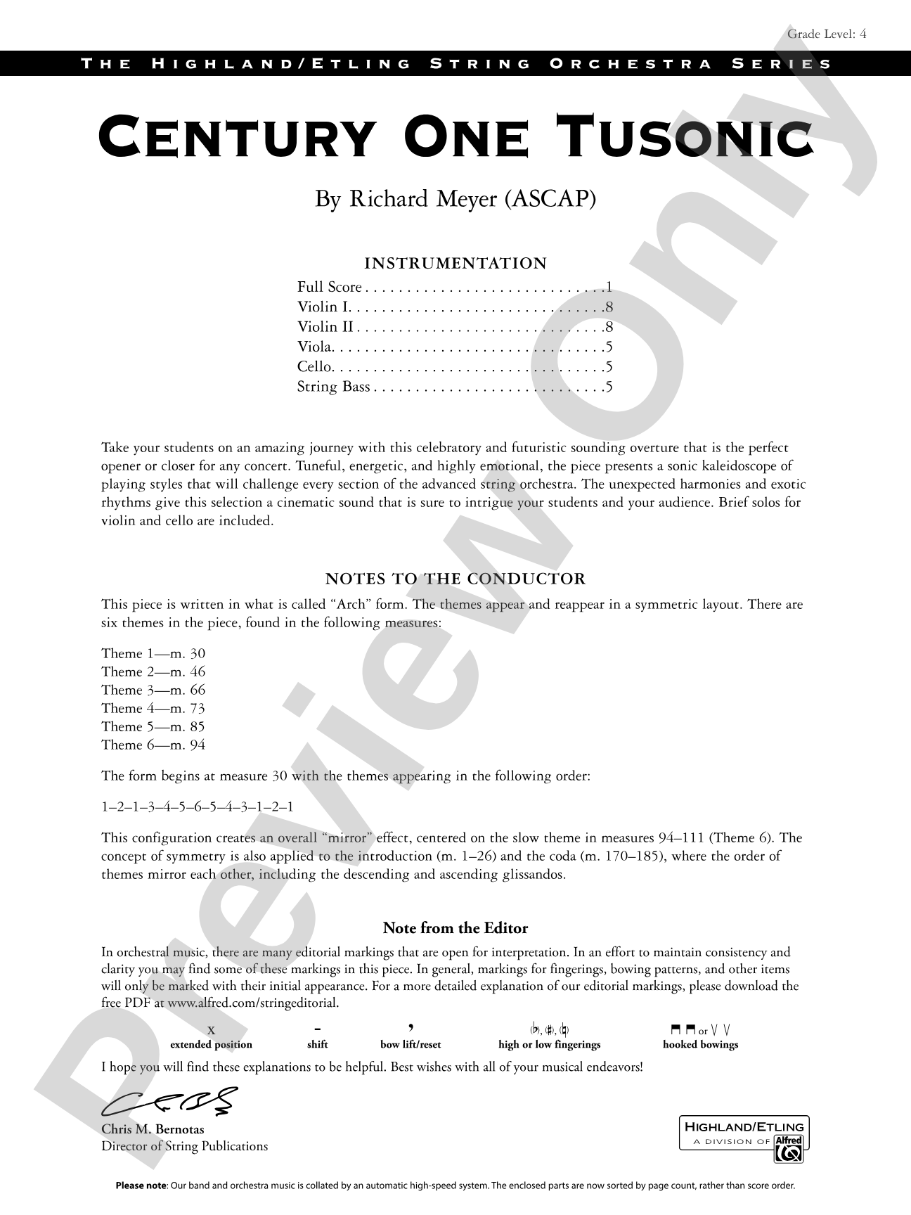 Century One Tusonic: String Orchestra Conductor Score & Parts