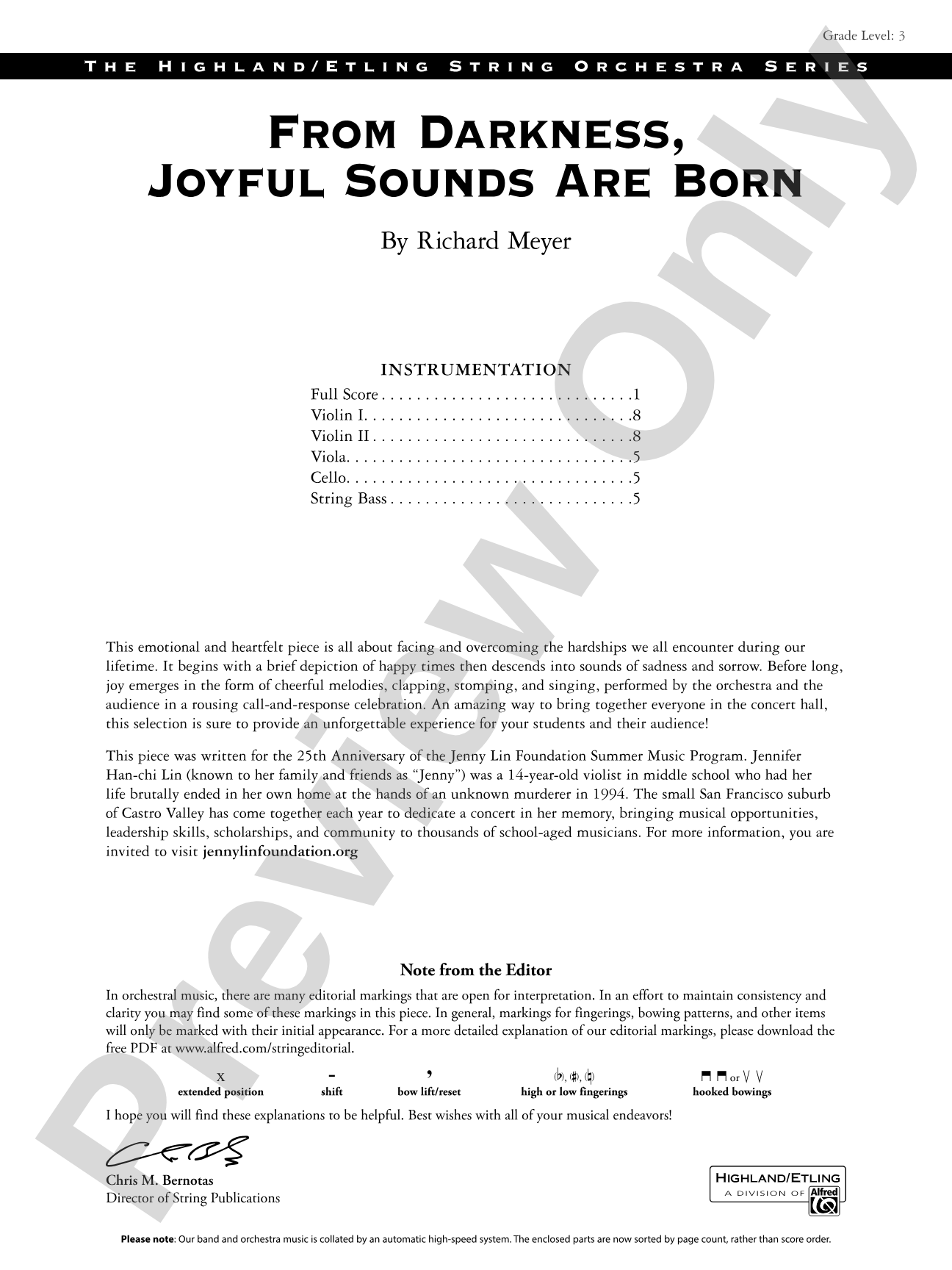From Darkness, Joyful Sounds Are Born: String Orchestra Conductor Score & Parts
