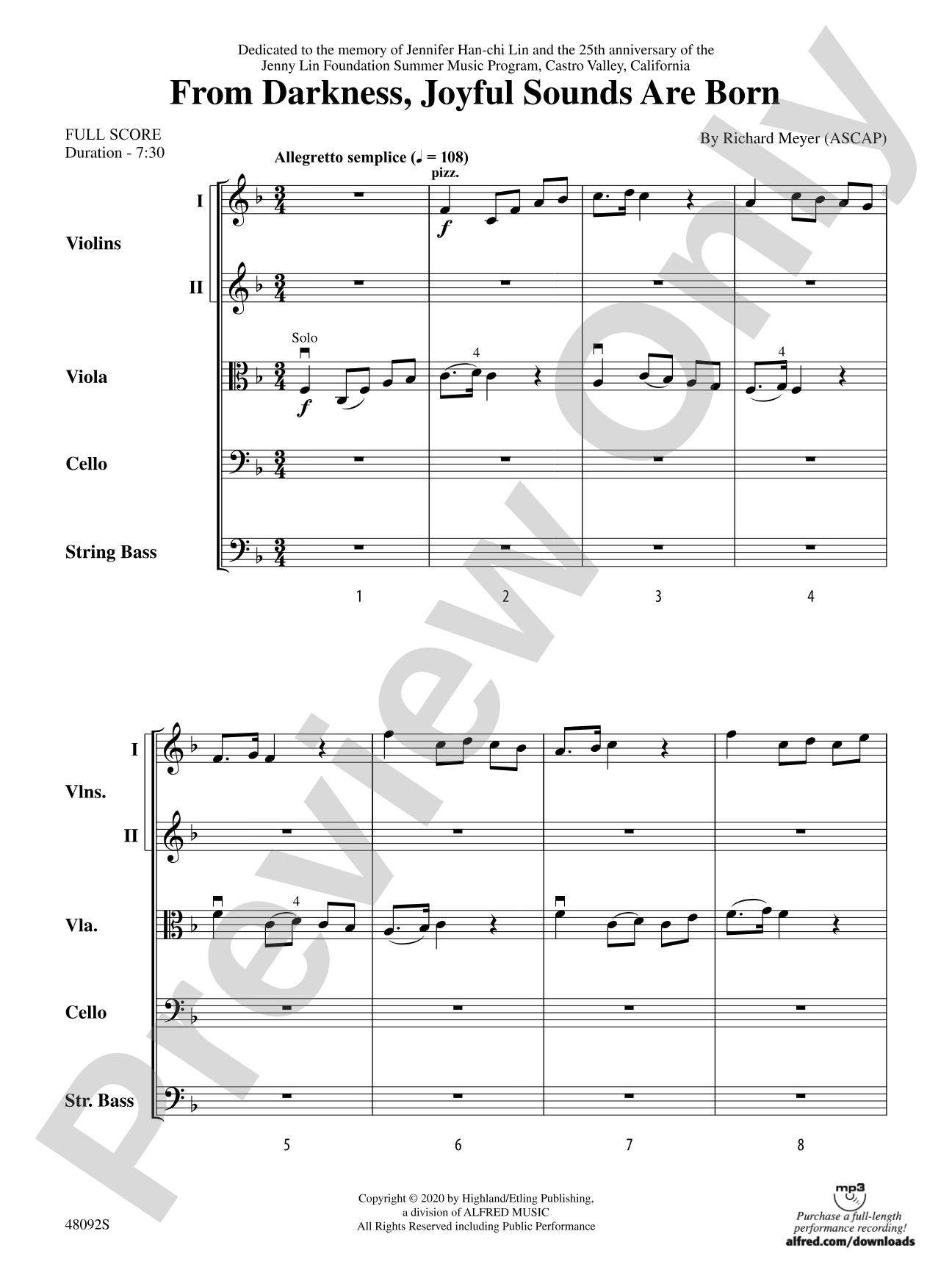 From Darkness, Joyful Sounds Are Born: String Orchestra Conductor Score & Parts