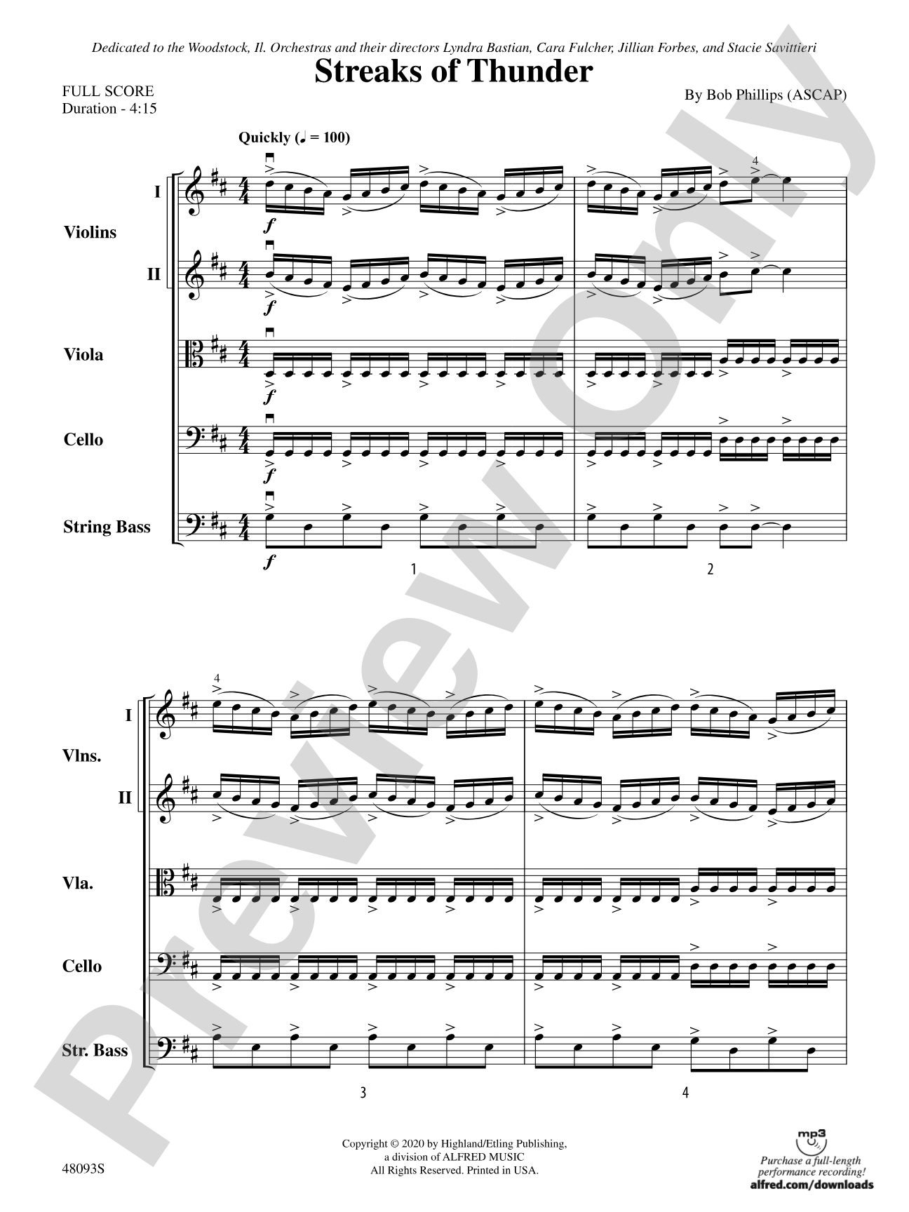 Streaks of Thunder: String Orchestra Conductor Score & Parts