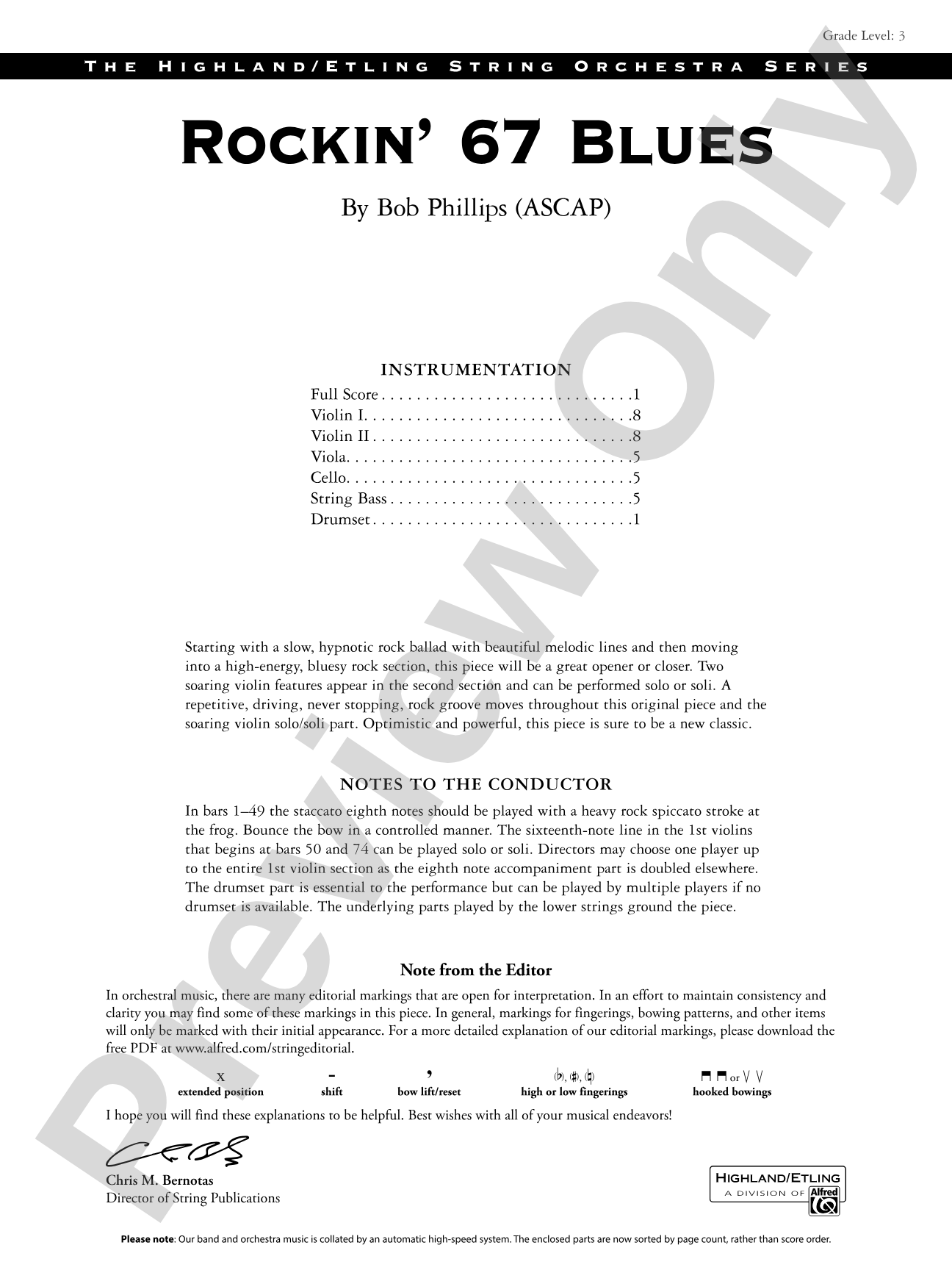 Rockin' 67 Blues: String Orchestra Conductor Score & Parts