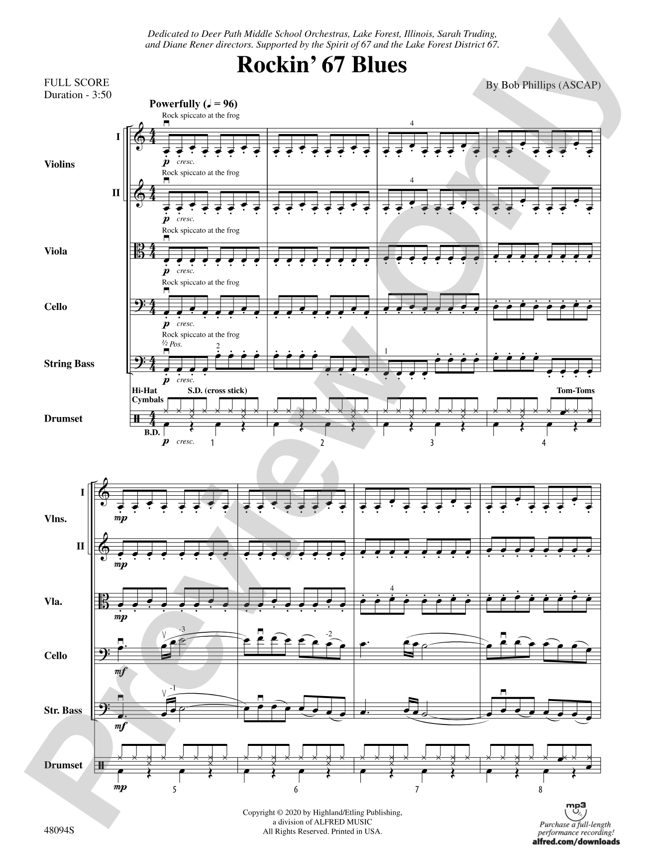 Rockin' 67 Blues: String Orchestra Conductor Score & Parts