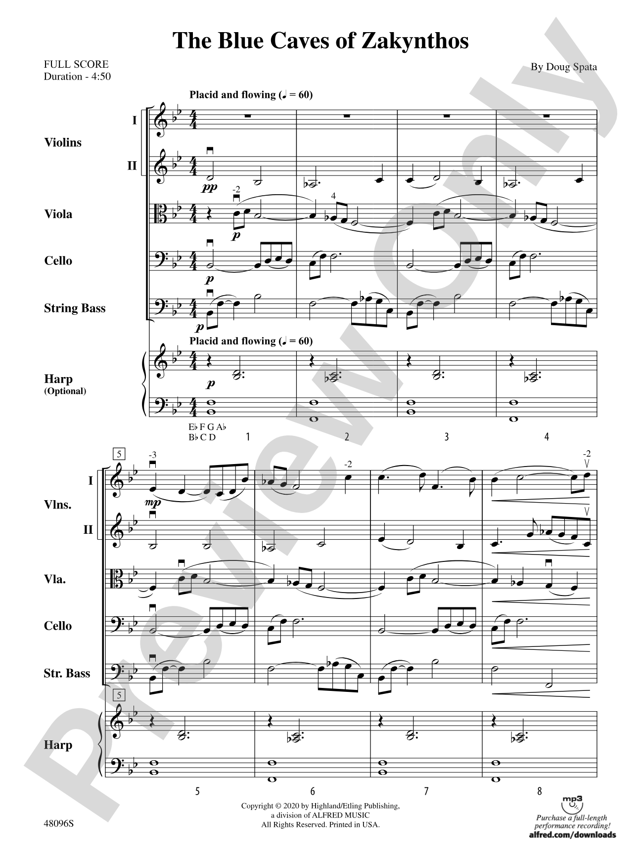 The Blue Caves of Zakynthos: String Orchestra Conductor Score & Parts