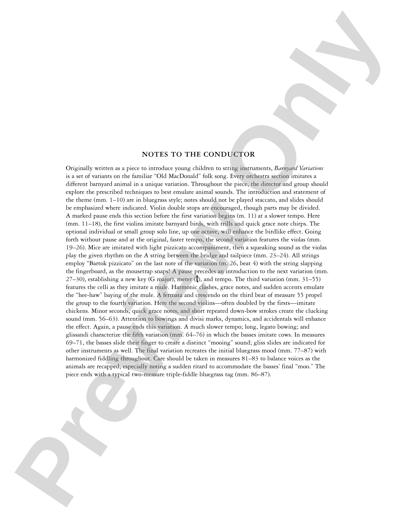 Barnyard Variations: String Orchestra Conductor Score & Parts