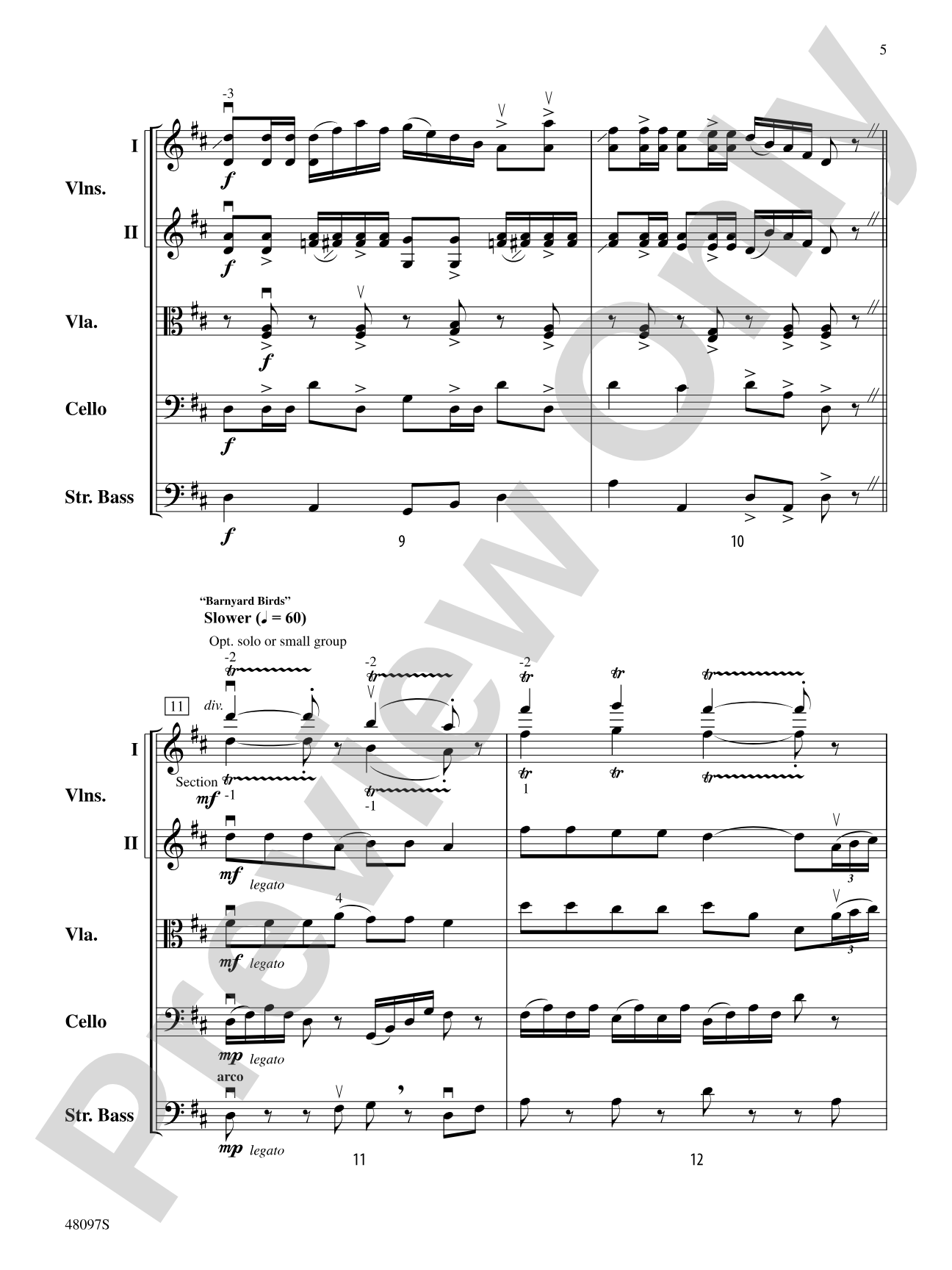 Barnyard Variations: String Orchestra Conductor Score & Parts