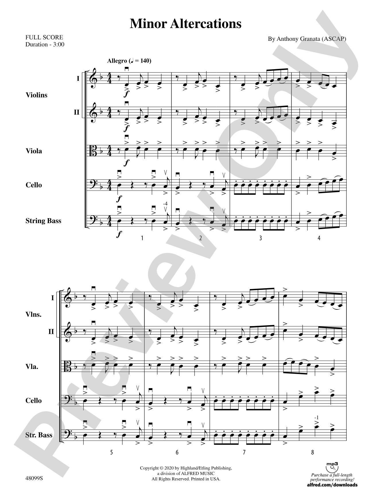 Minor Altercations: String Orchestra Conductor Score & Parts