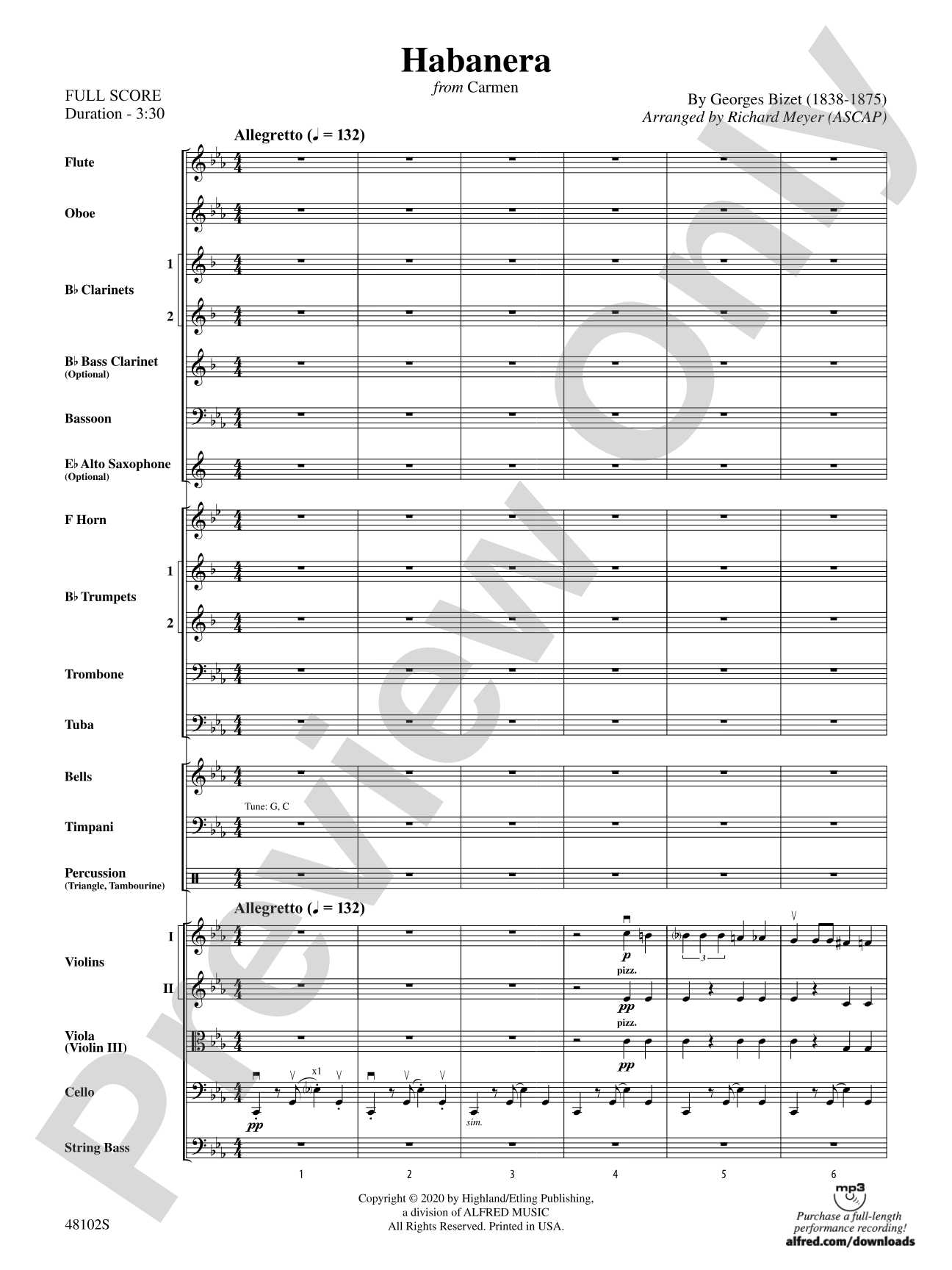 Habanera: Full Orchestra Conductor Score & Parts