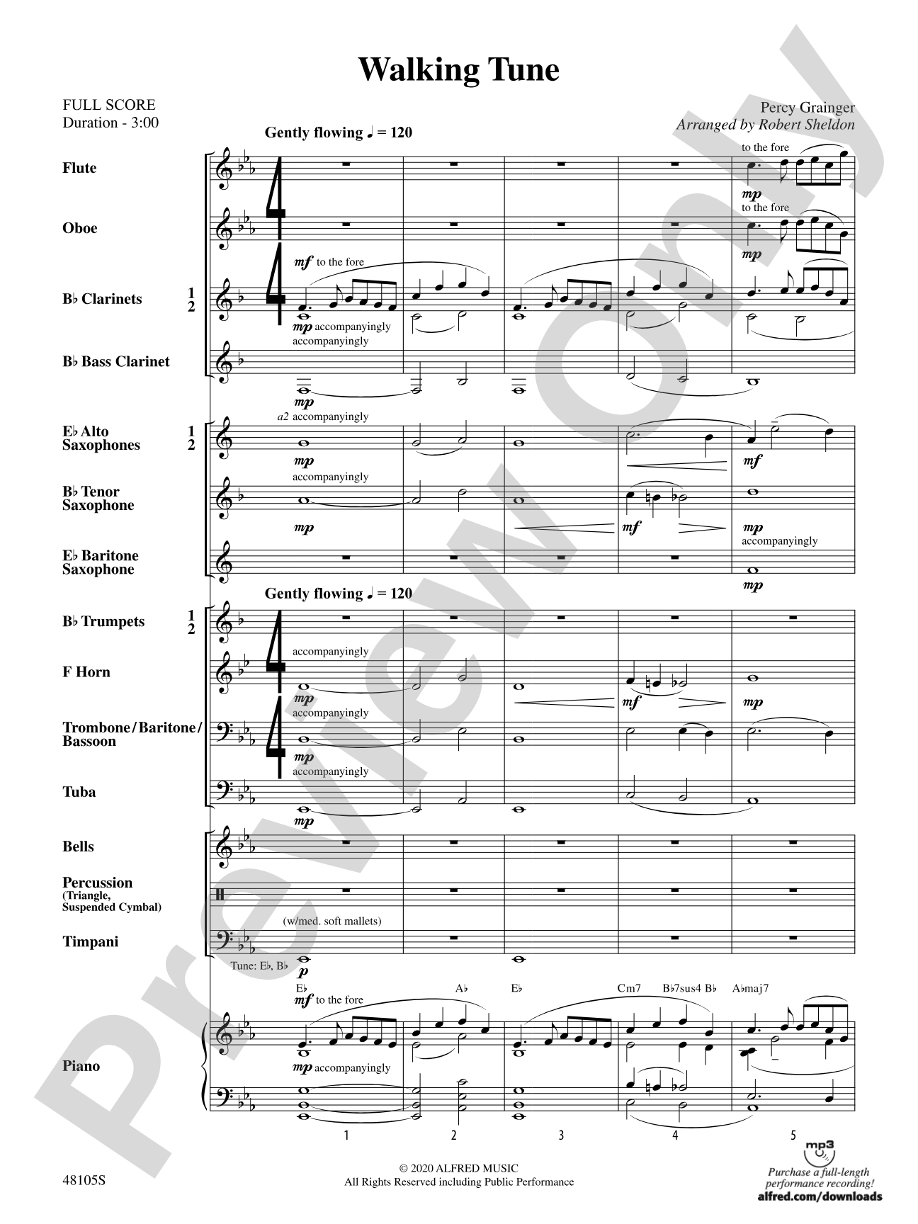 Walking Tune: Concert Band Conductor Score & Parts