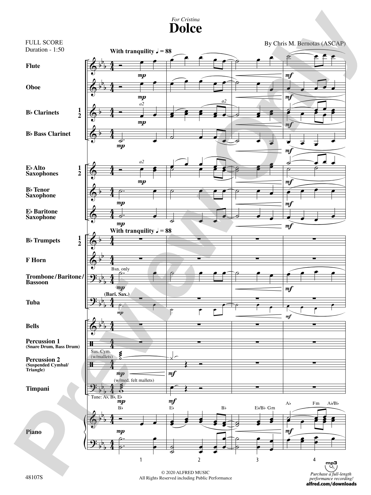 Dolce: Concert Band Conductor Score & Parts