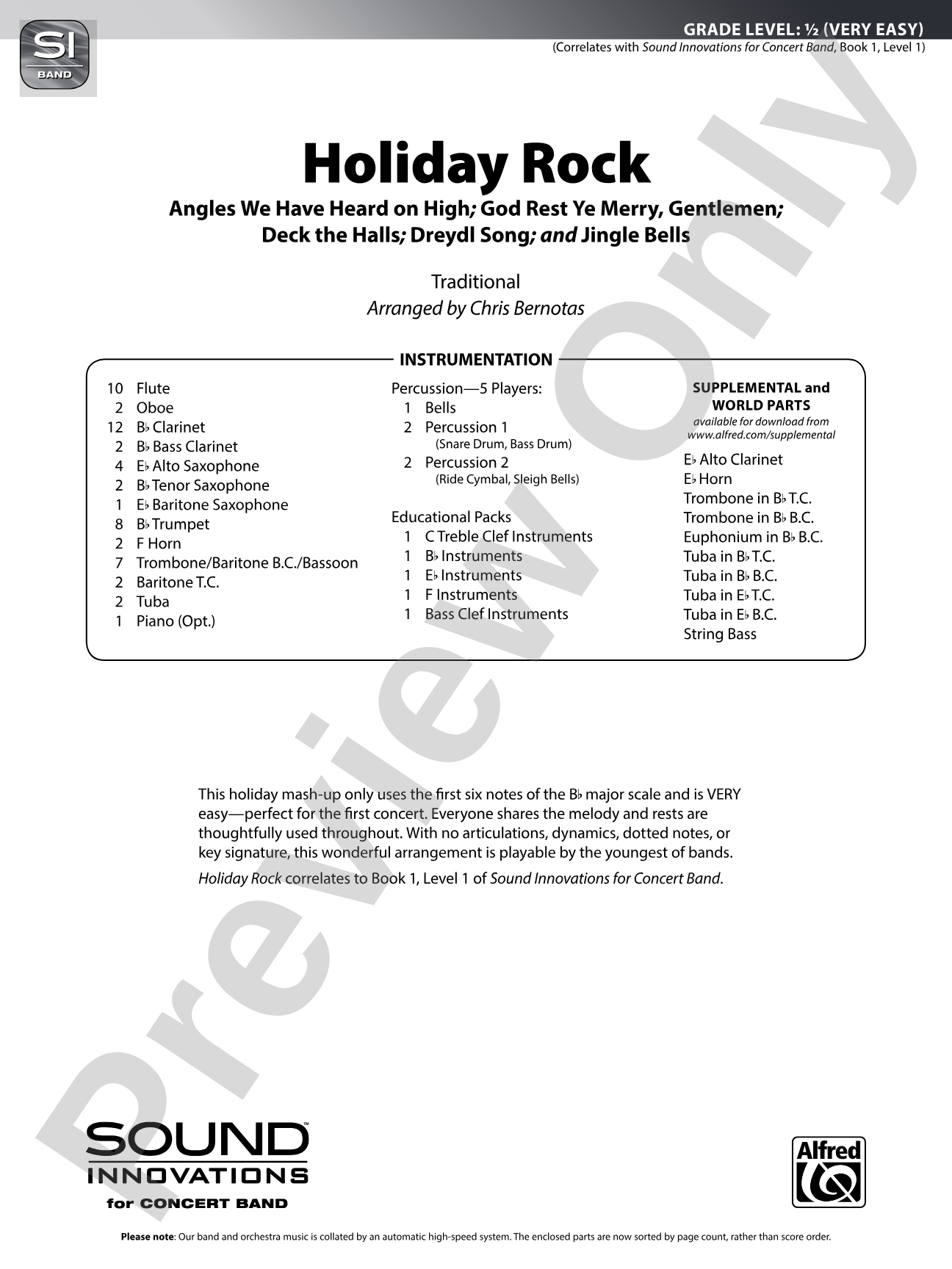 Holiday Rock: Concert Band Conductor Score & Parts