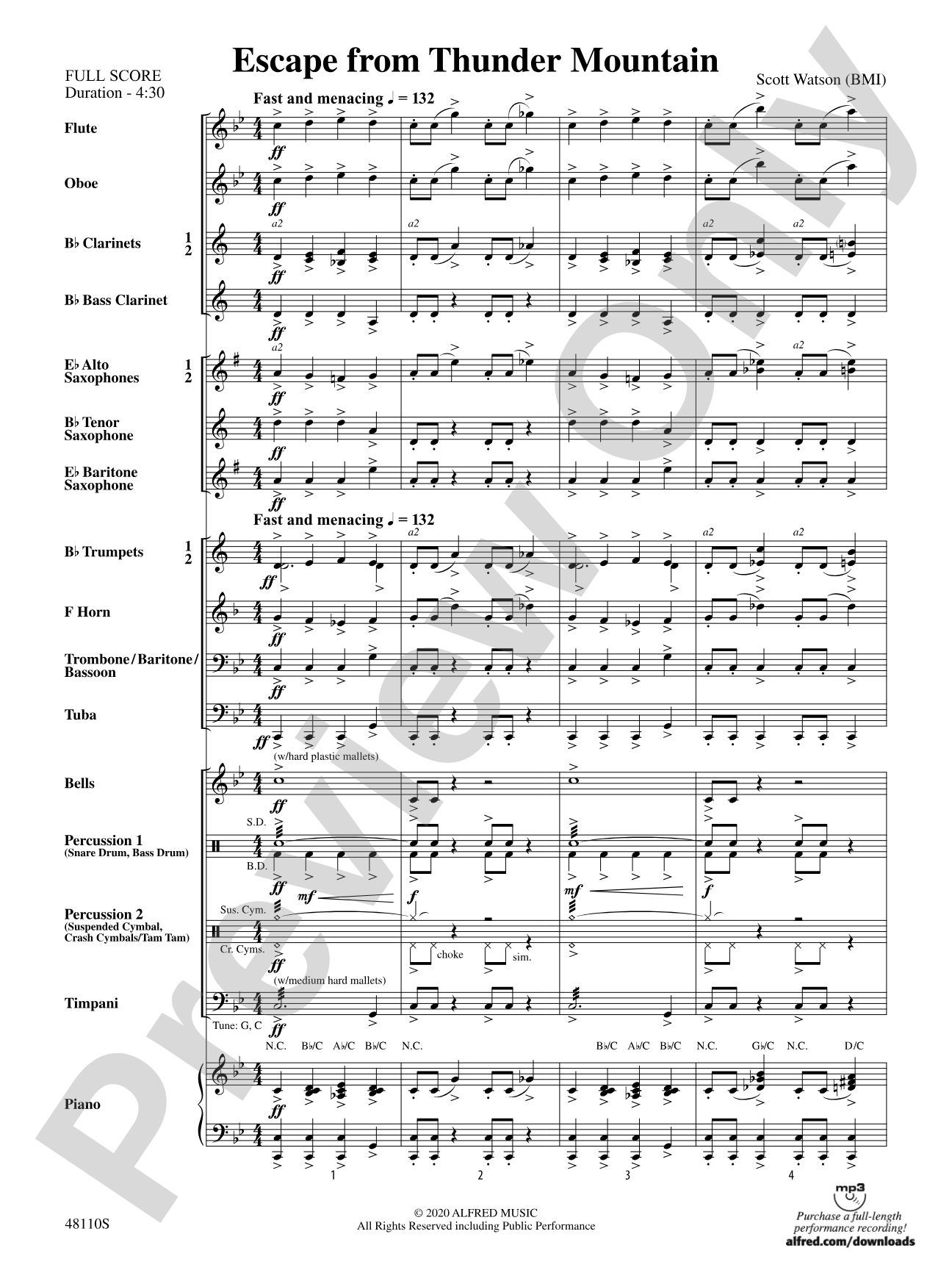 Escape from Thunder Mountain: Concert Band Conductor Score & Parts