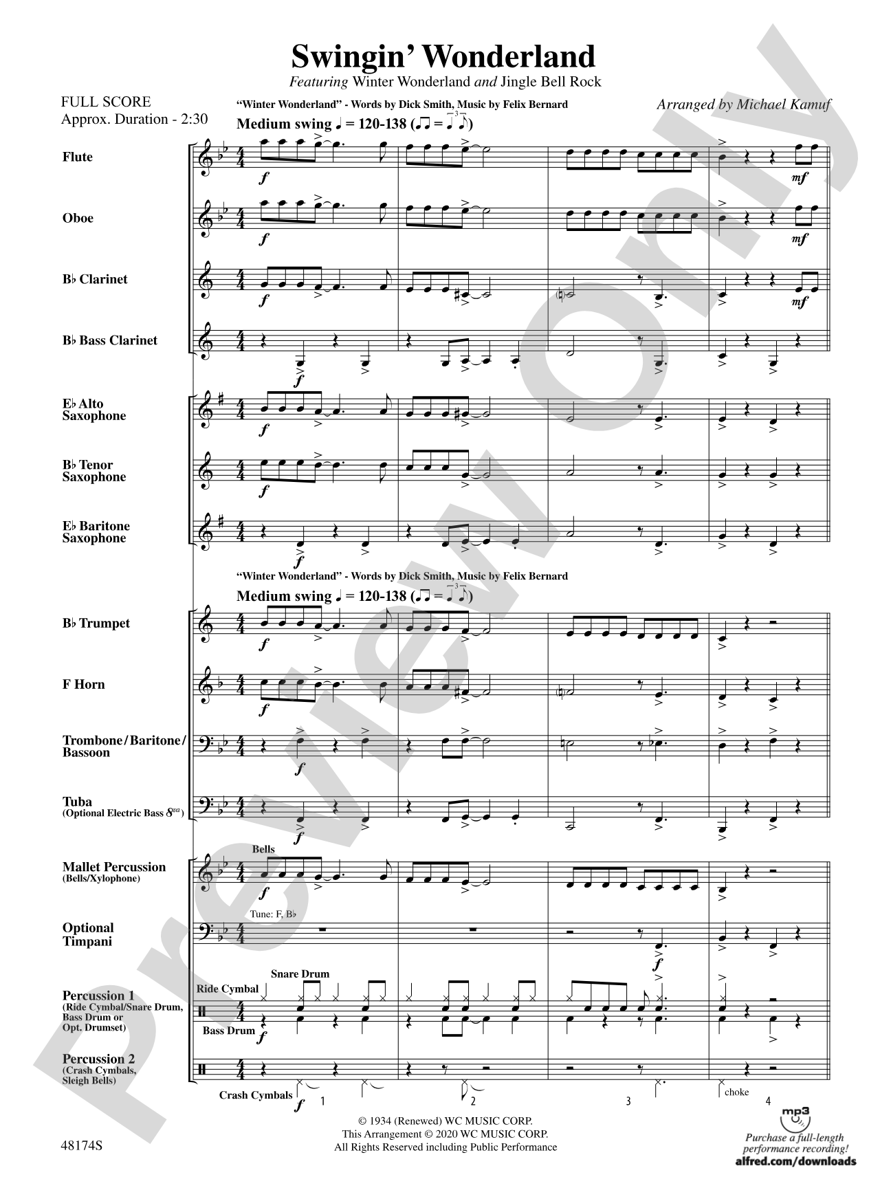 Swingin' Wonderland: Concert Band Conductor Score & Parts