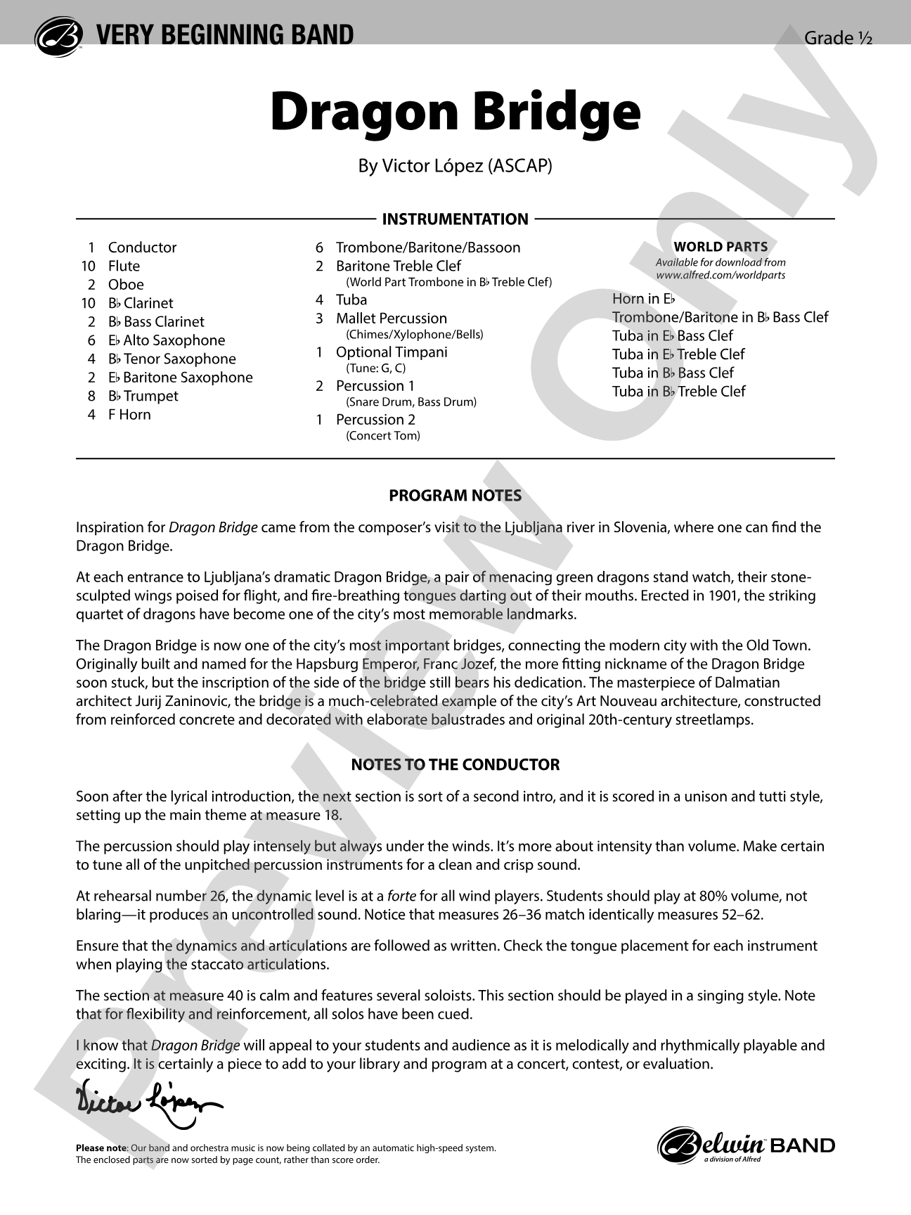 Dragon Bridge: Concert Band Conductor Score & Parts