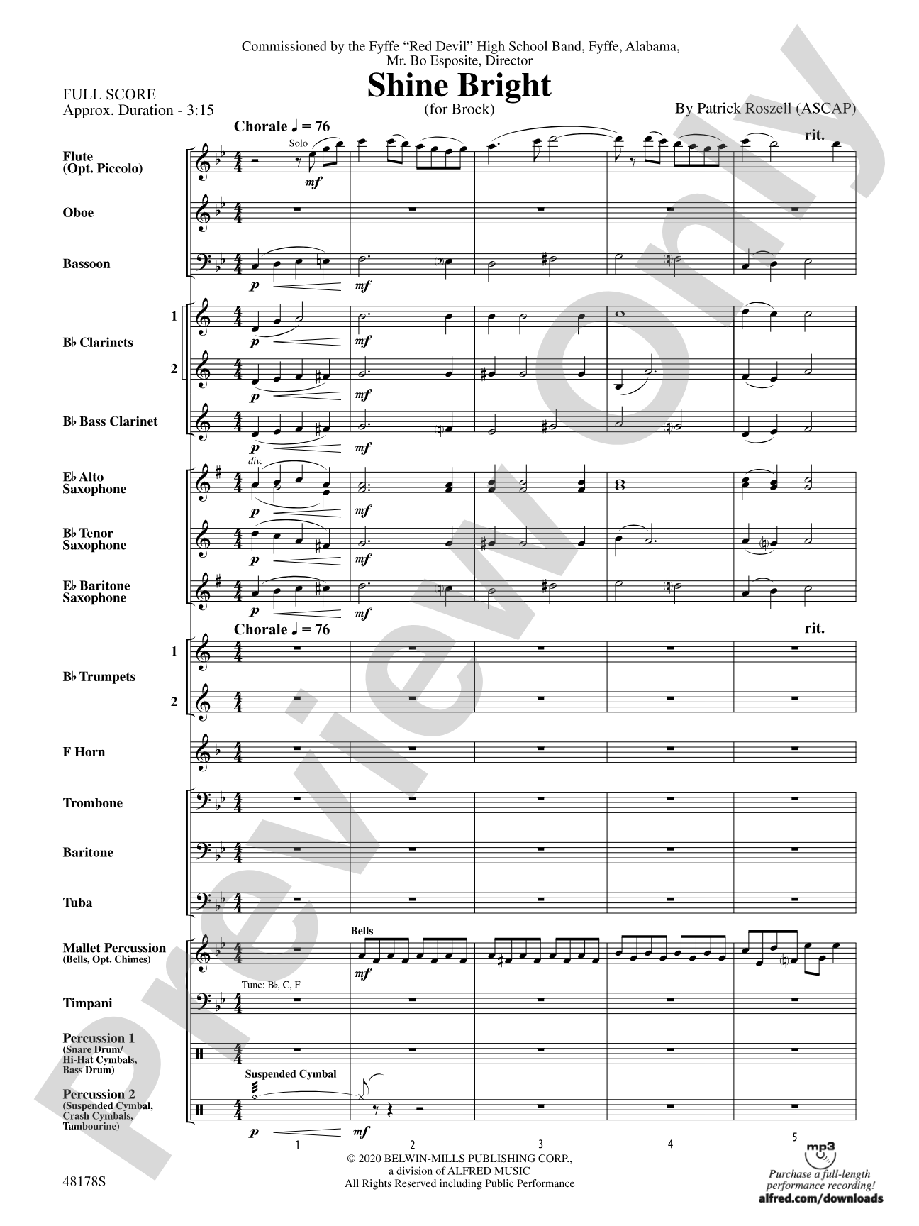 Shine Bright: Concert Band Conductor Score & Parts