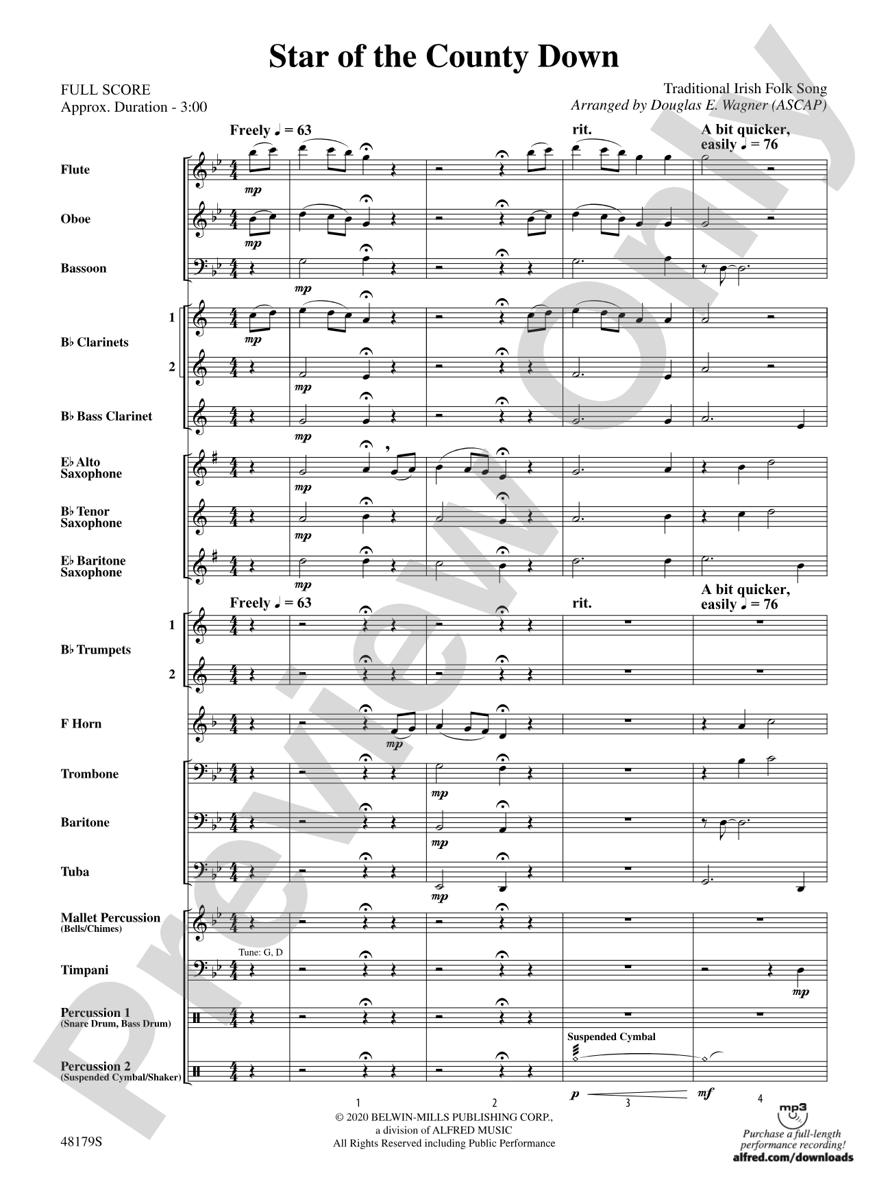 Star of the County Down: Concert Band Conductor Score & Parts