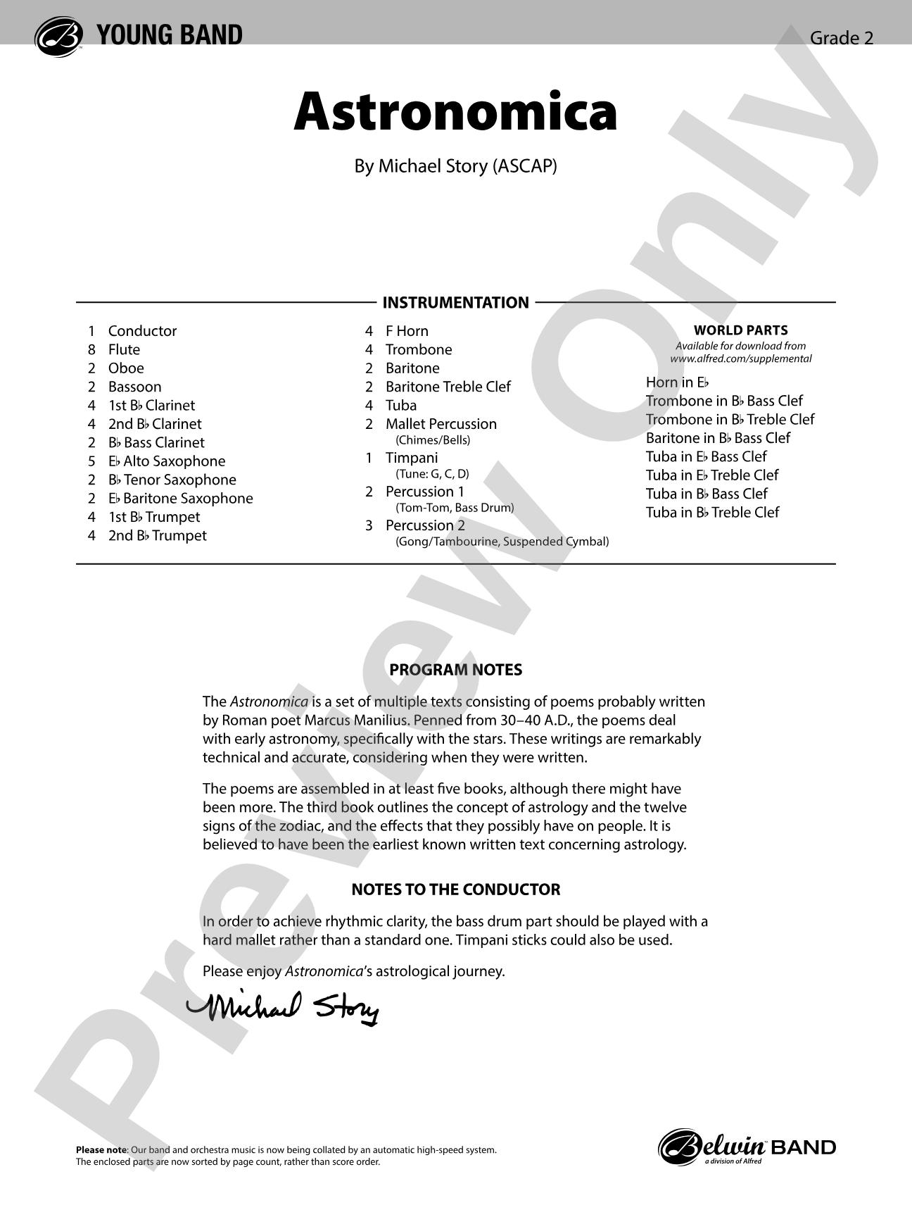 Astronomica: Concert Band Conductor Score & Parts