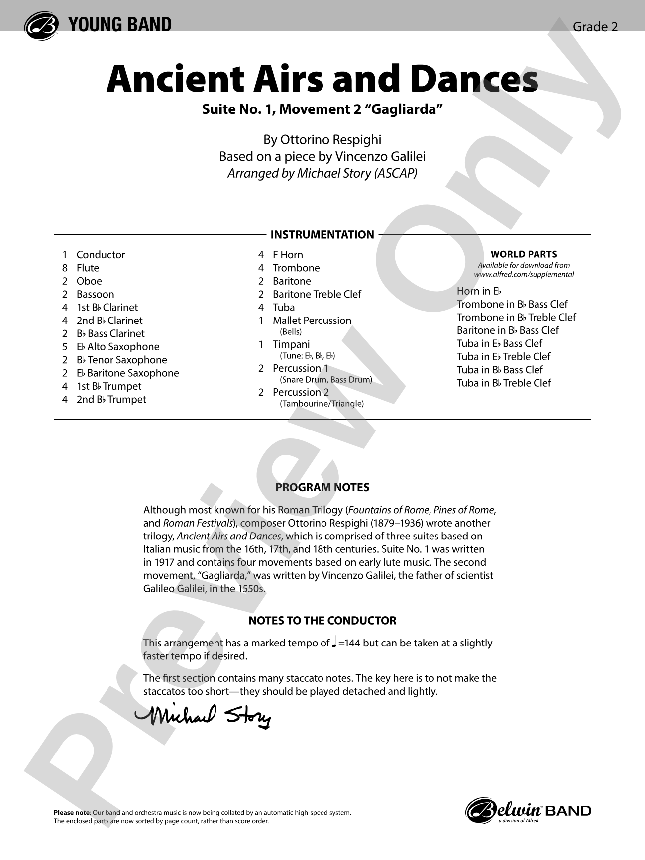Ancient Airs and Dances: Concert Band Conductor Score & Parts