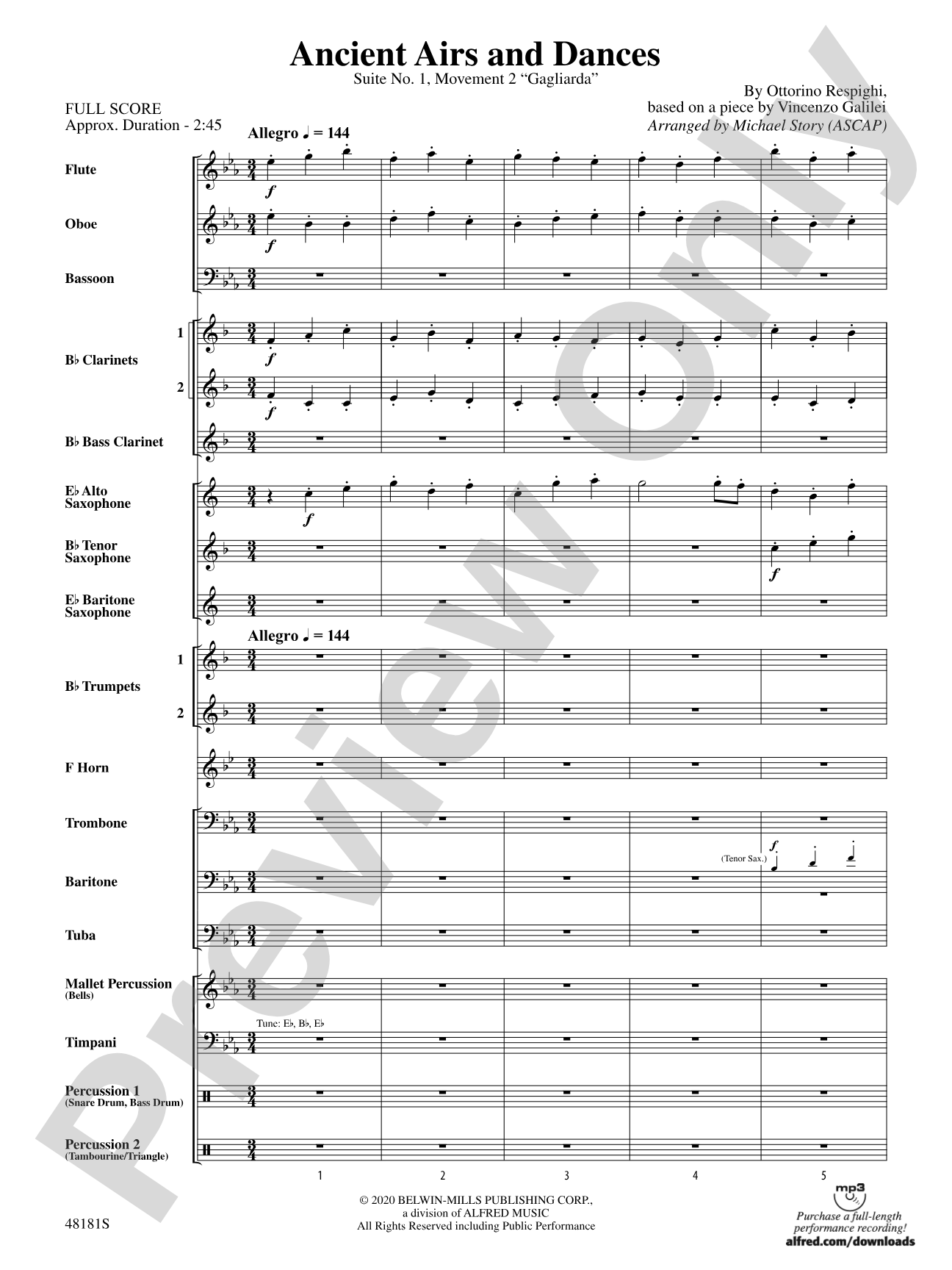 Ancient Airs and Dances: Concert Band Conductor Score & Parts