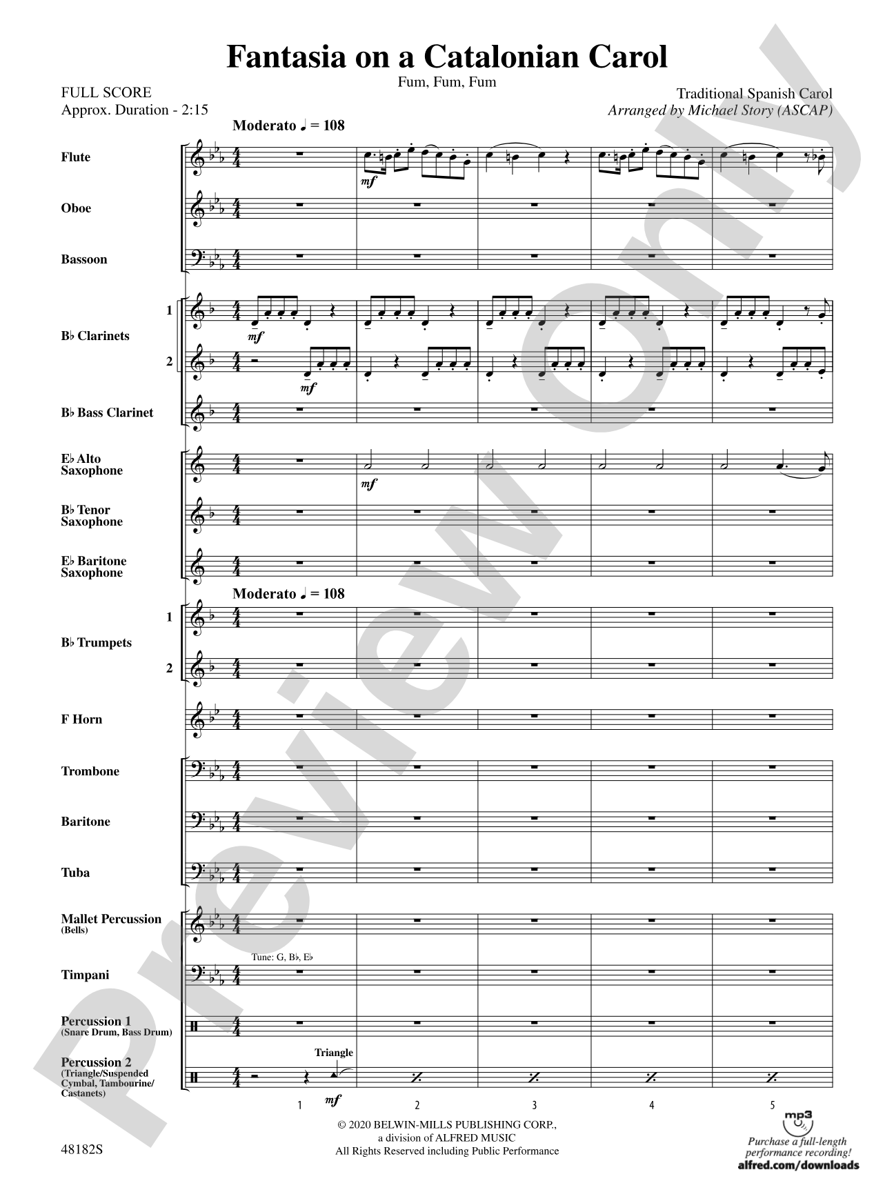 Fantasia on a Catalonian Carol: Concert Band Conductor Score & Parts