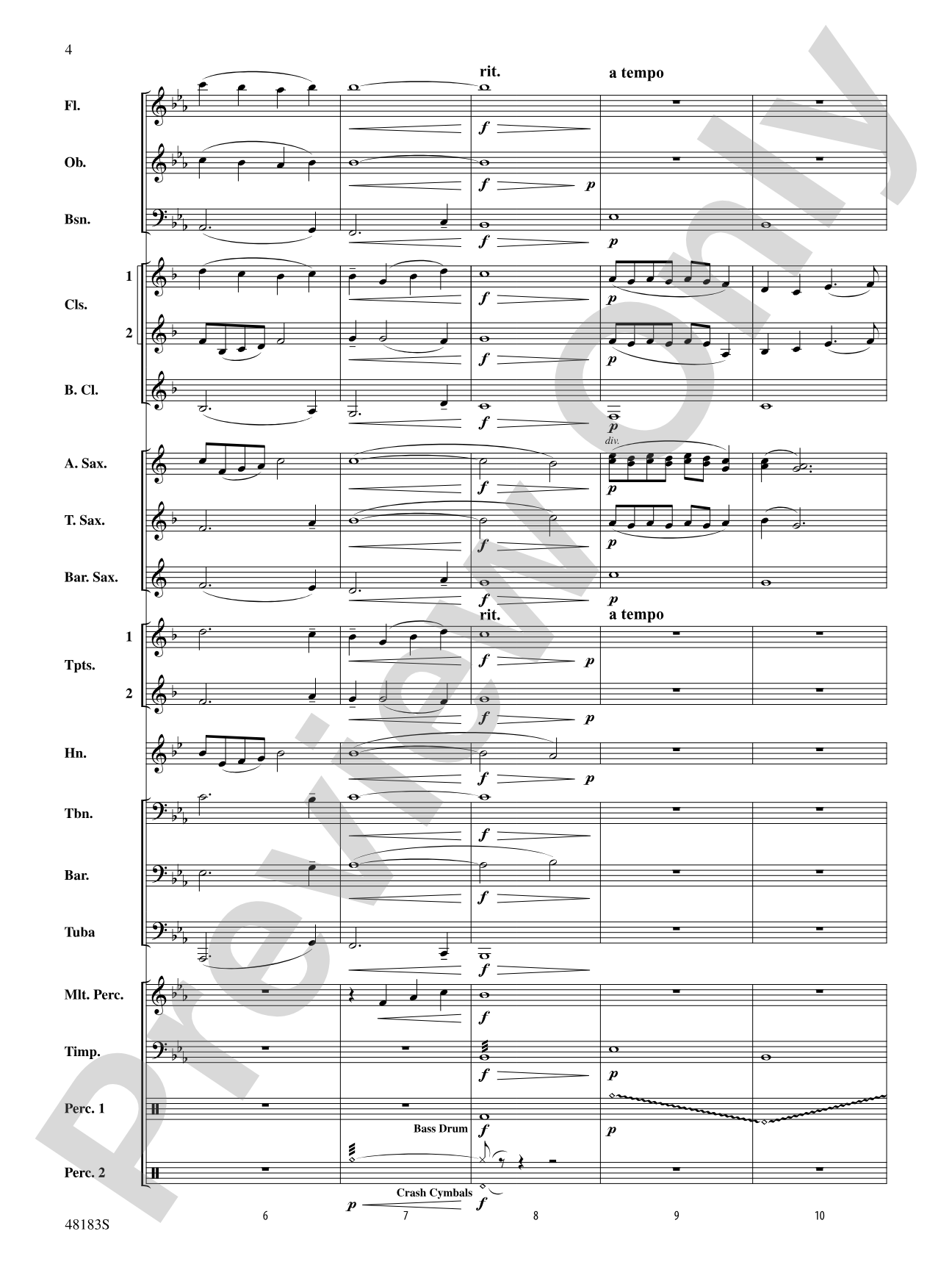 At the Break of Dawn: Concert Band Conductor Score & Parts