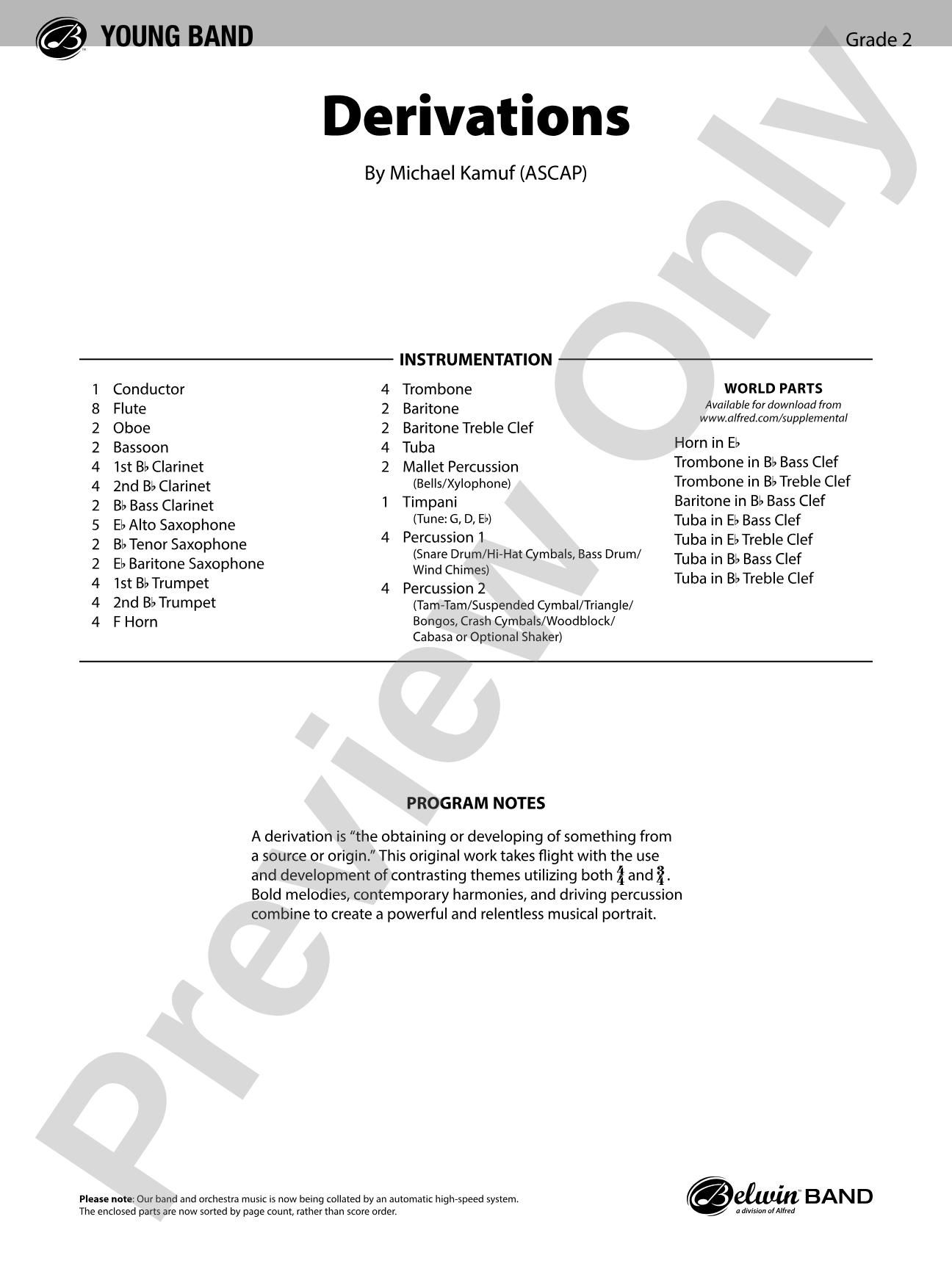 Derivations: Concert Band Conductor Score & Parts