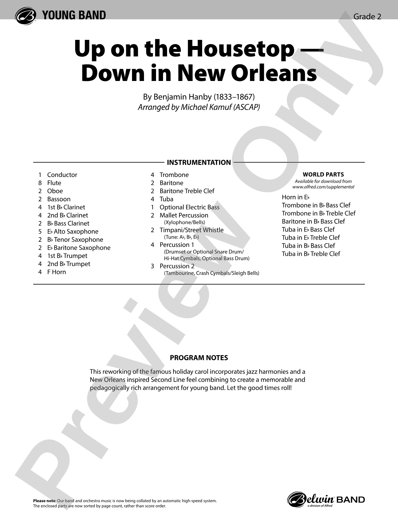 Up on the Housetop--Down in New Orleans: Concert Band Conductor Score & Parts