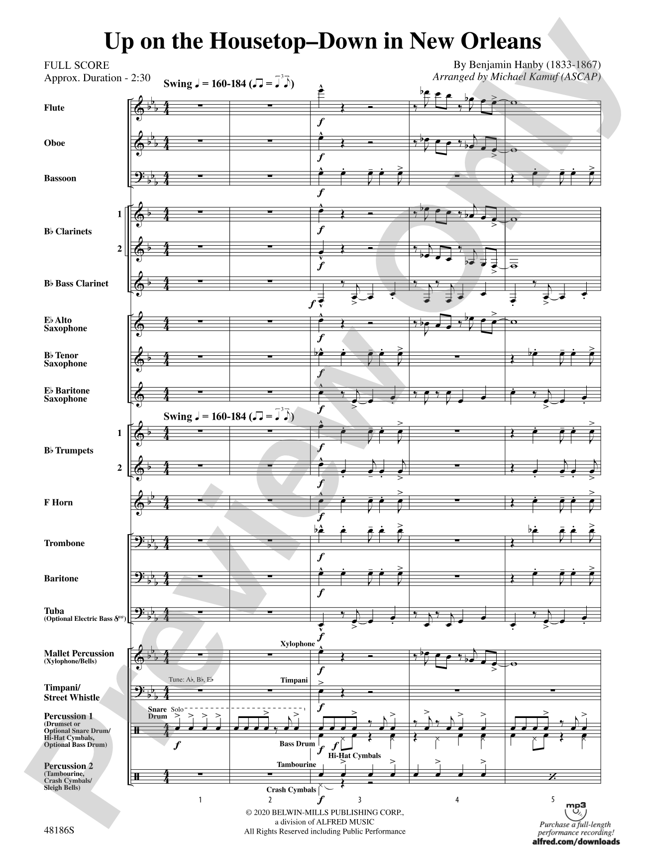 Up on the Housetop--Down in New Orleans: Concert Band Conductor Score & Parts