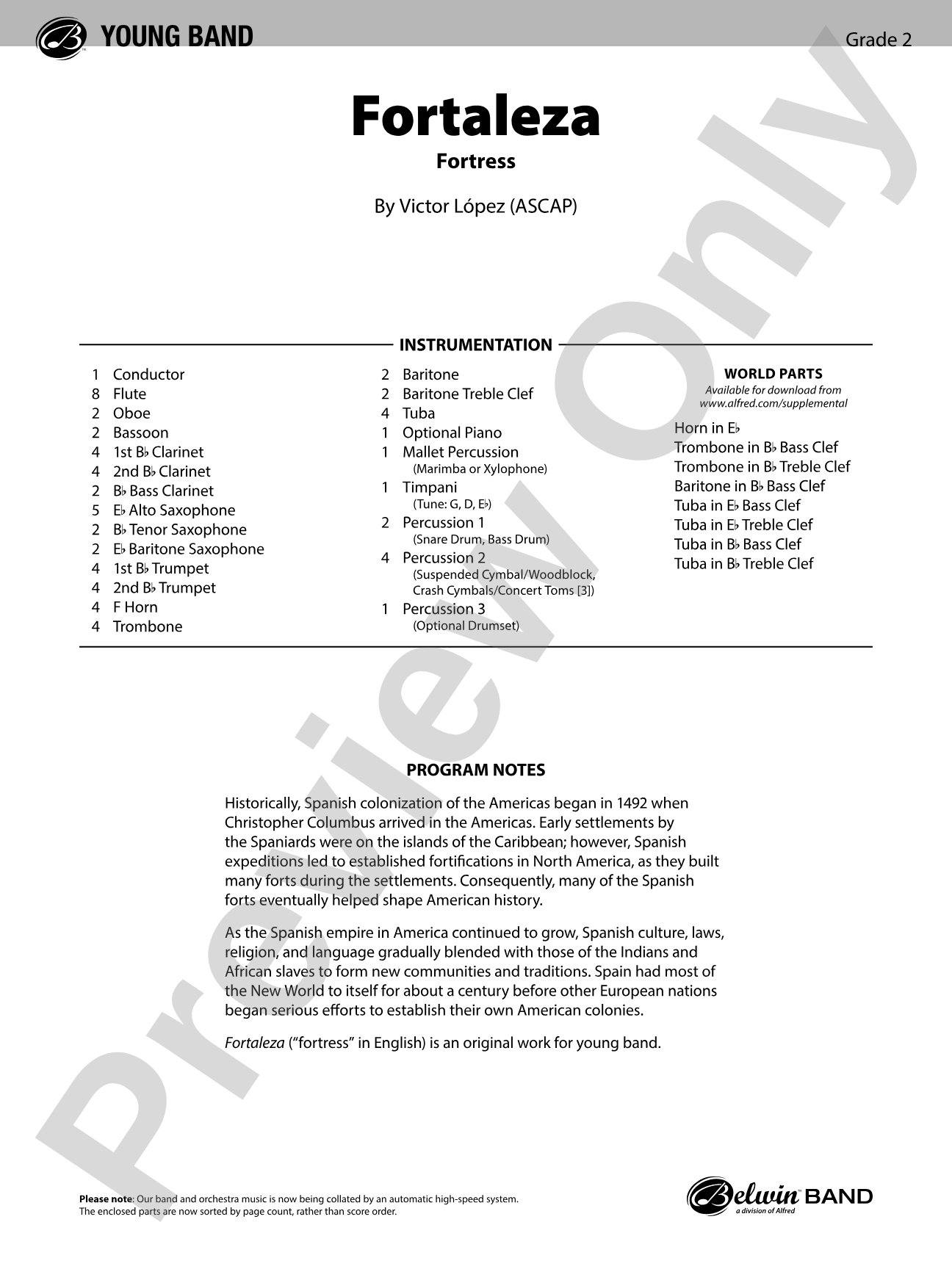 Fortaleza: Concert Band Conductor Score & Parts