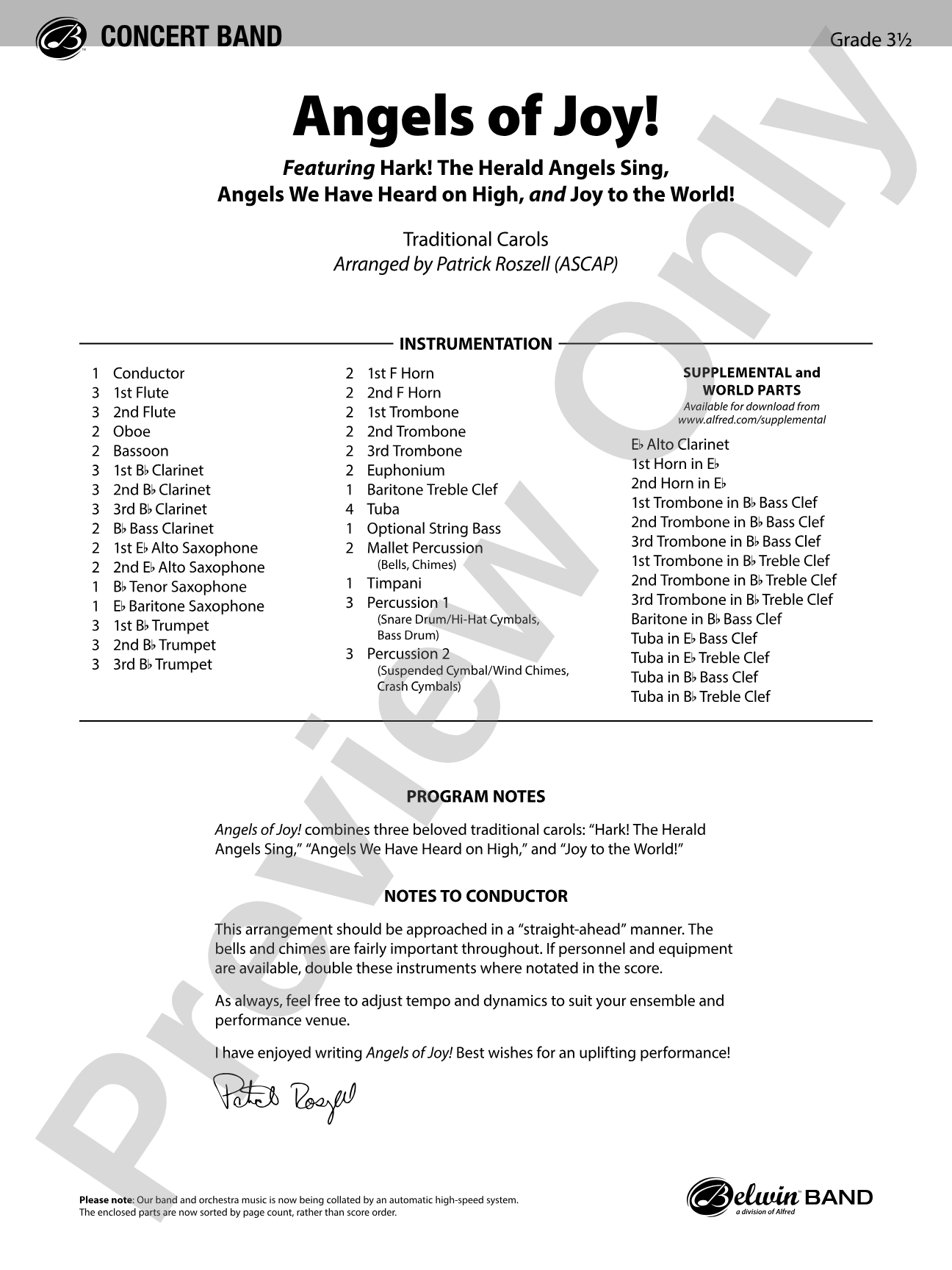 Angels of Joy!: Concert Band Conductor Score & Parts