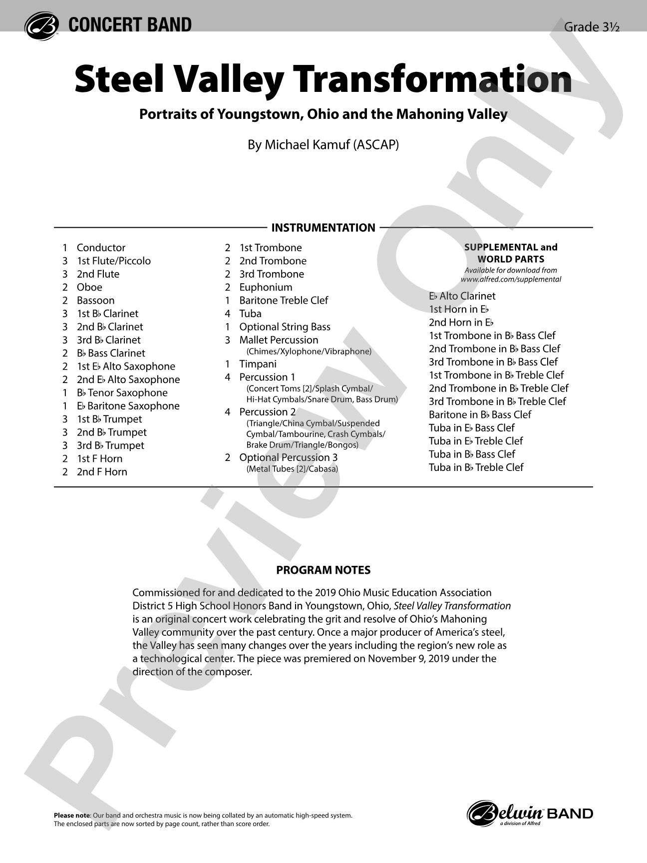 Steel Valley Transformation: Concert Band Conductor Score & Parts