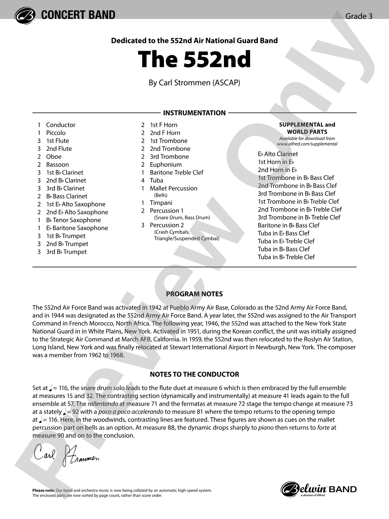 The 552nd: Concert Band Conductor Score & Parts