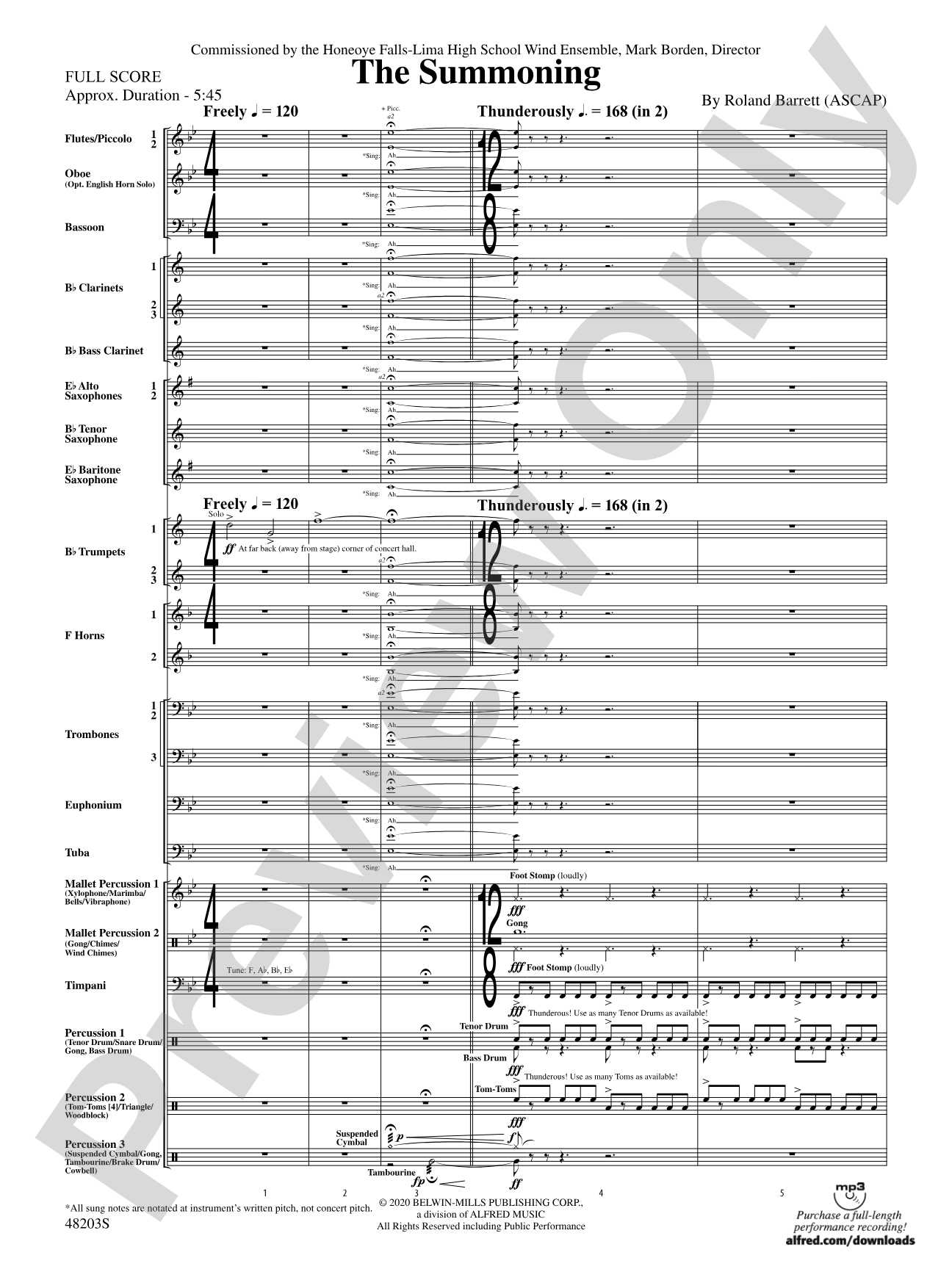 The Summoning: Concert Band Conductor Score & Parts