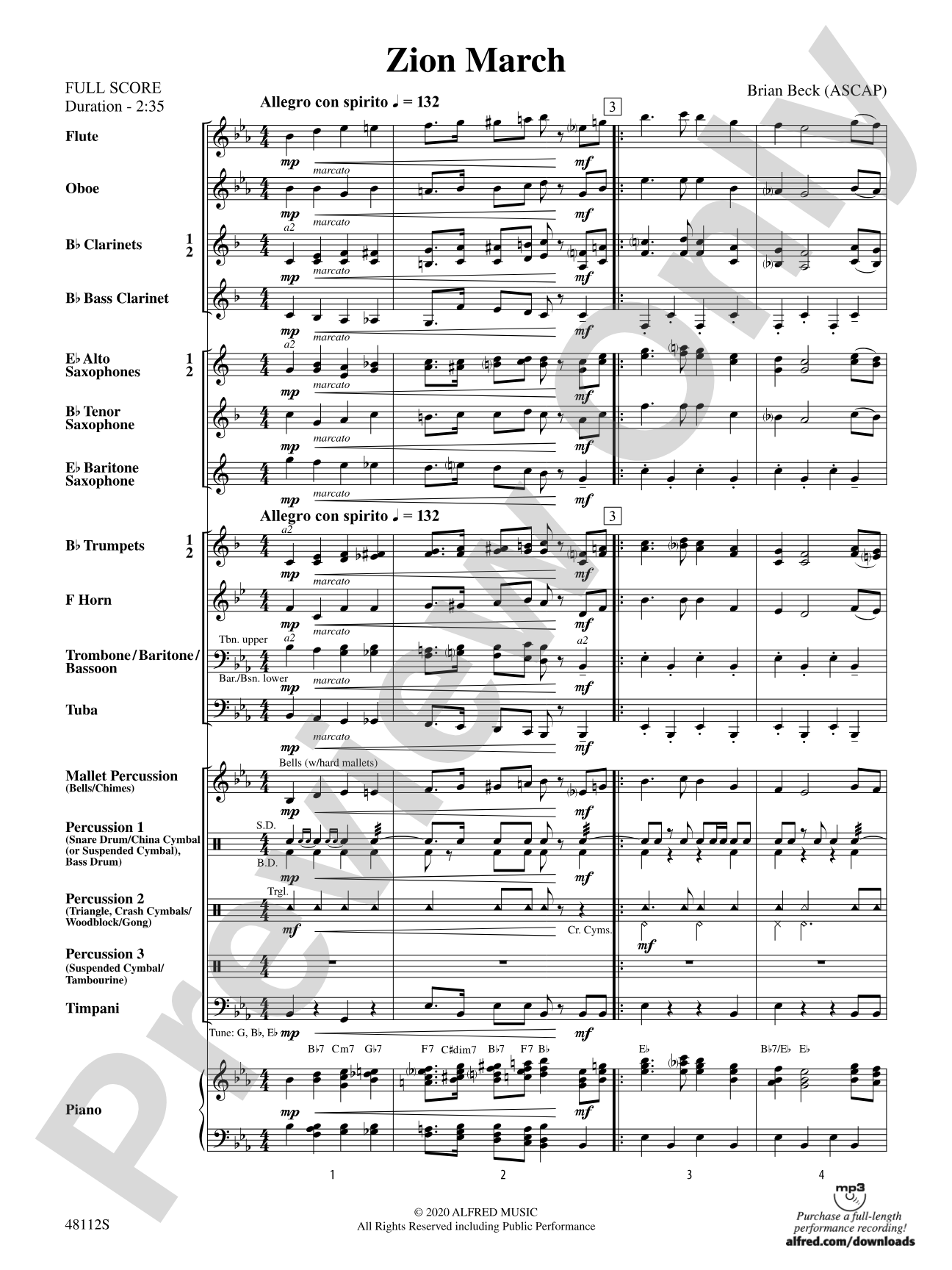 Zion March: Concert Band Conductor Score & Parts