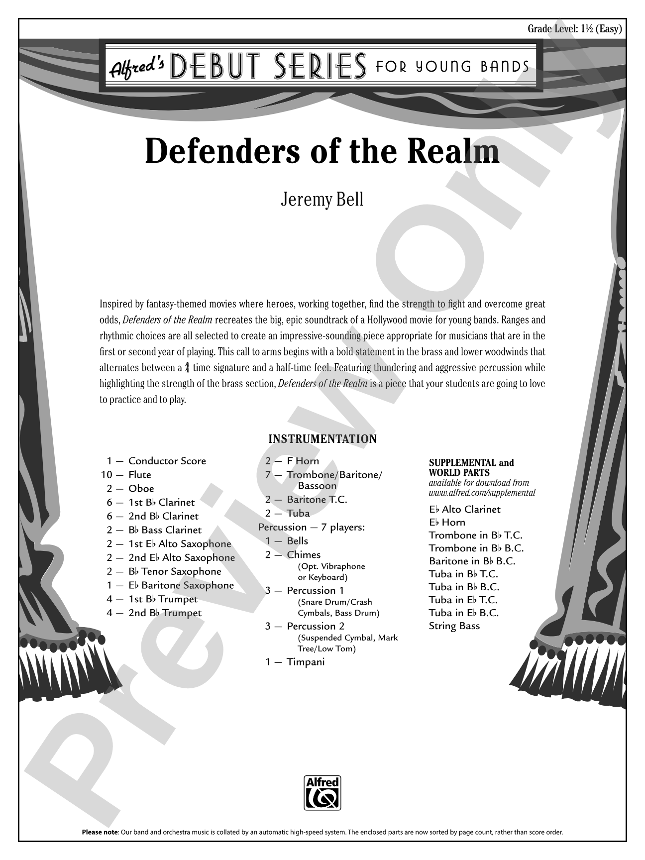 Defenders of the Realm: Concert Band Conductor Score & Parts