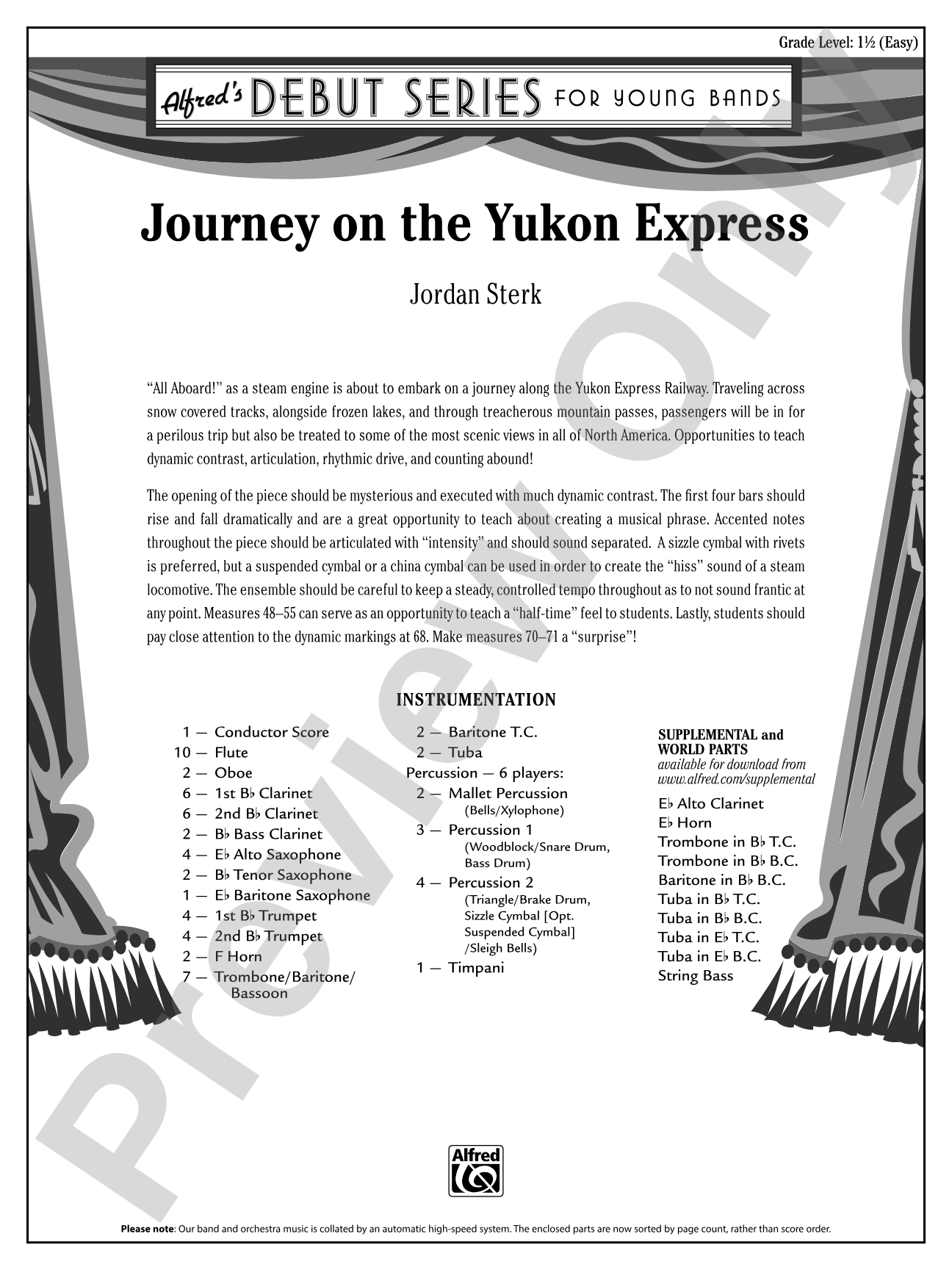 Journey on the Yukon Express: Concert Band Conductor Score & Parts