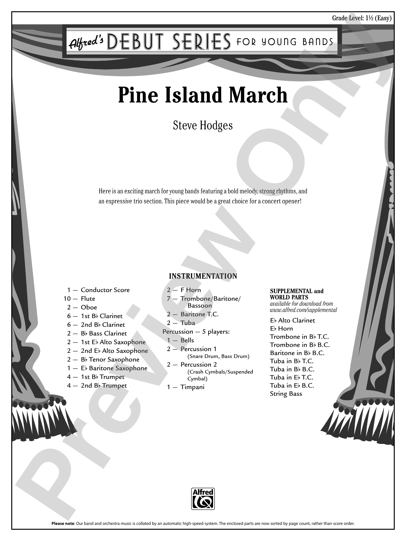 Pine Island March: Concert Band Conductor Score & Parts