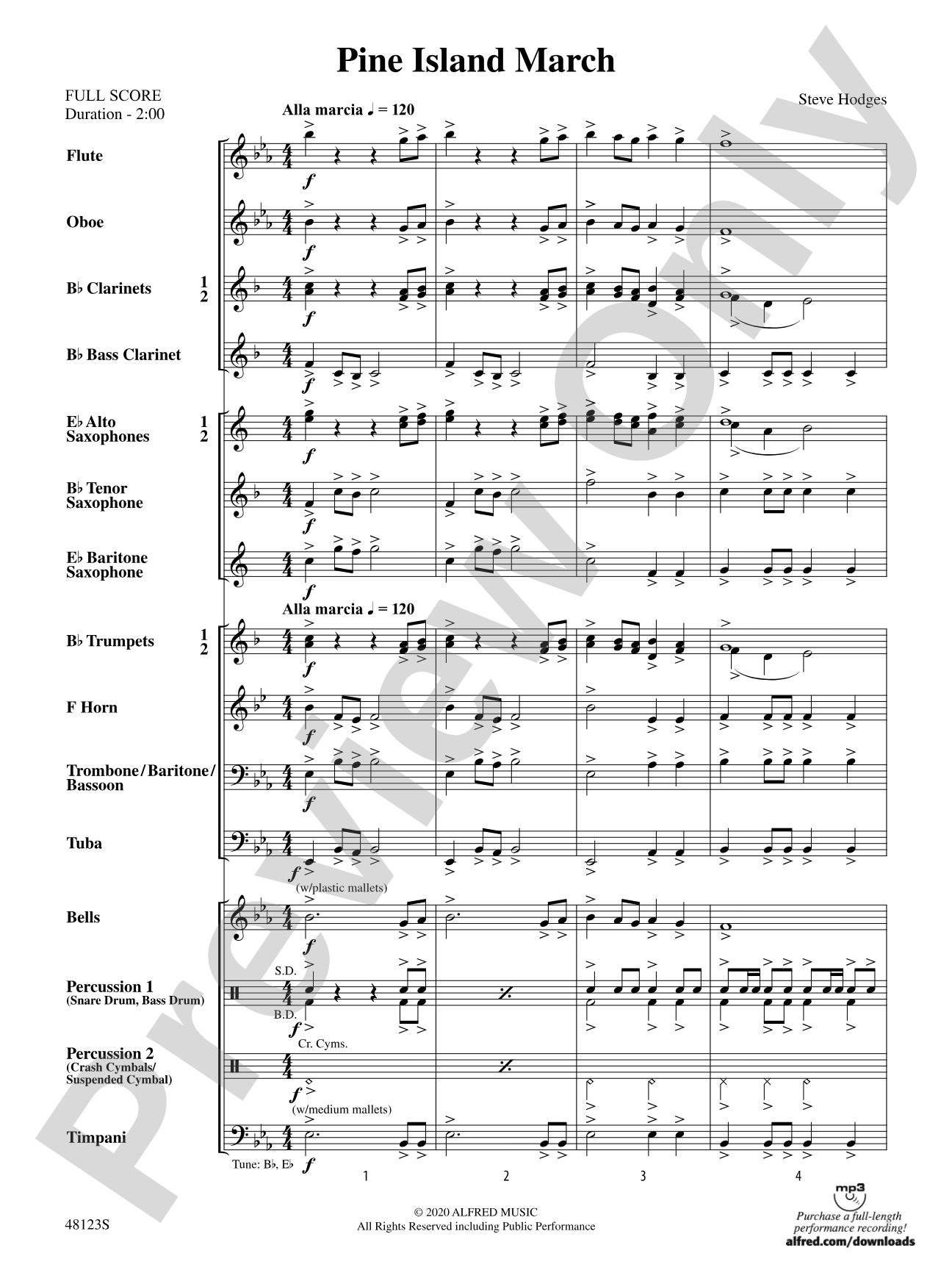 Pine Island March: Concert Band Conductor Score & Parts