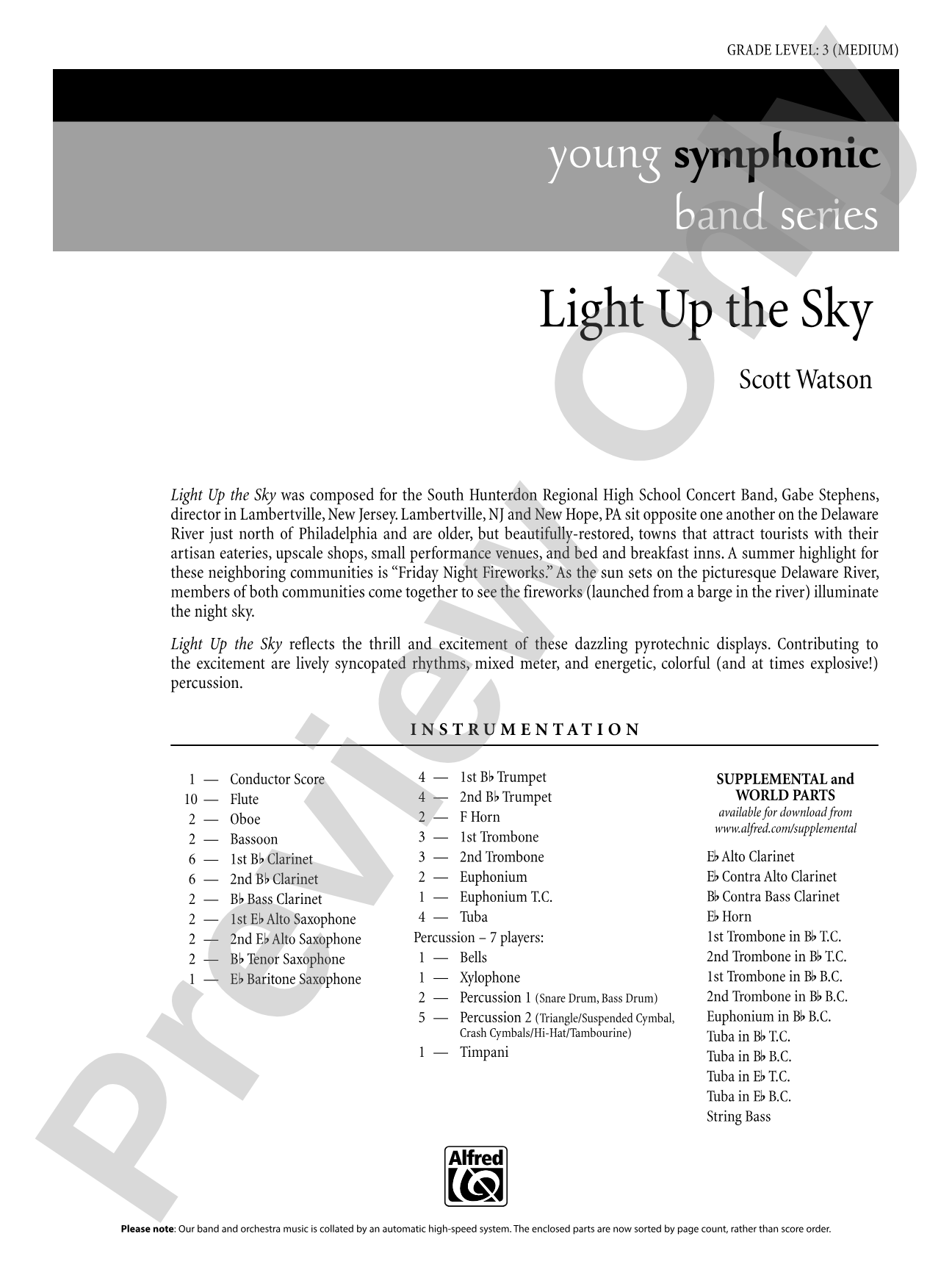 Light Up the Sky: Concert Band Conductor Score & Parts