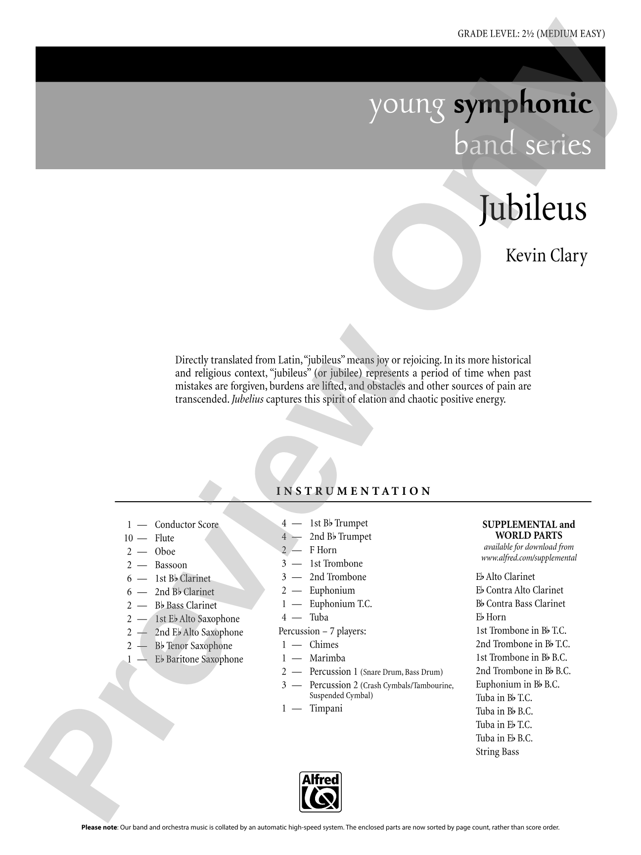 Jubileus: Concert Band Conductor Score & Parts