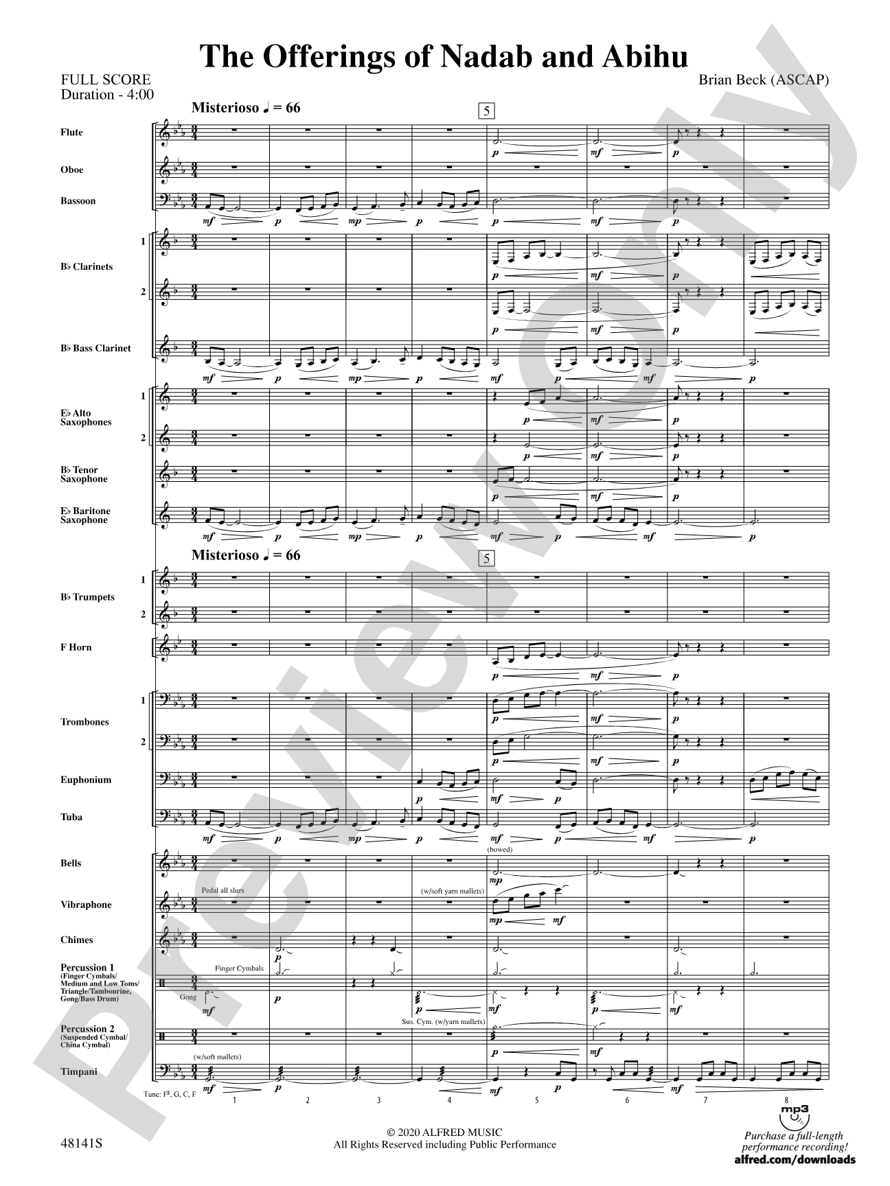 The Offerings of Nadab and Abihu: Concert Band Conductor Score & Parts
